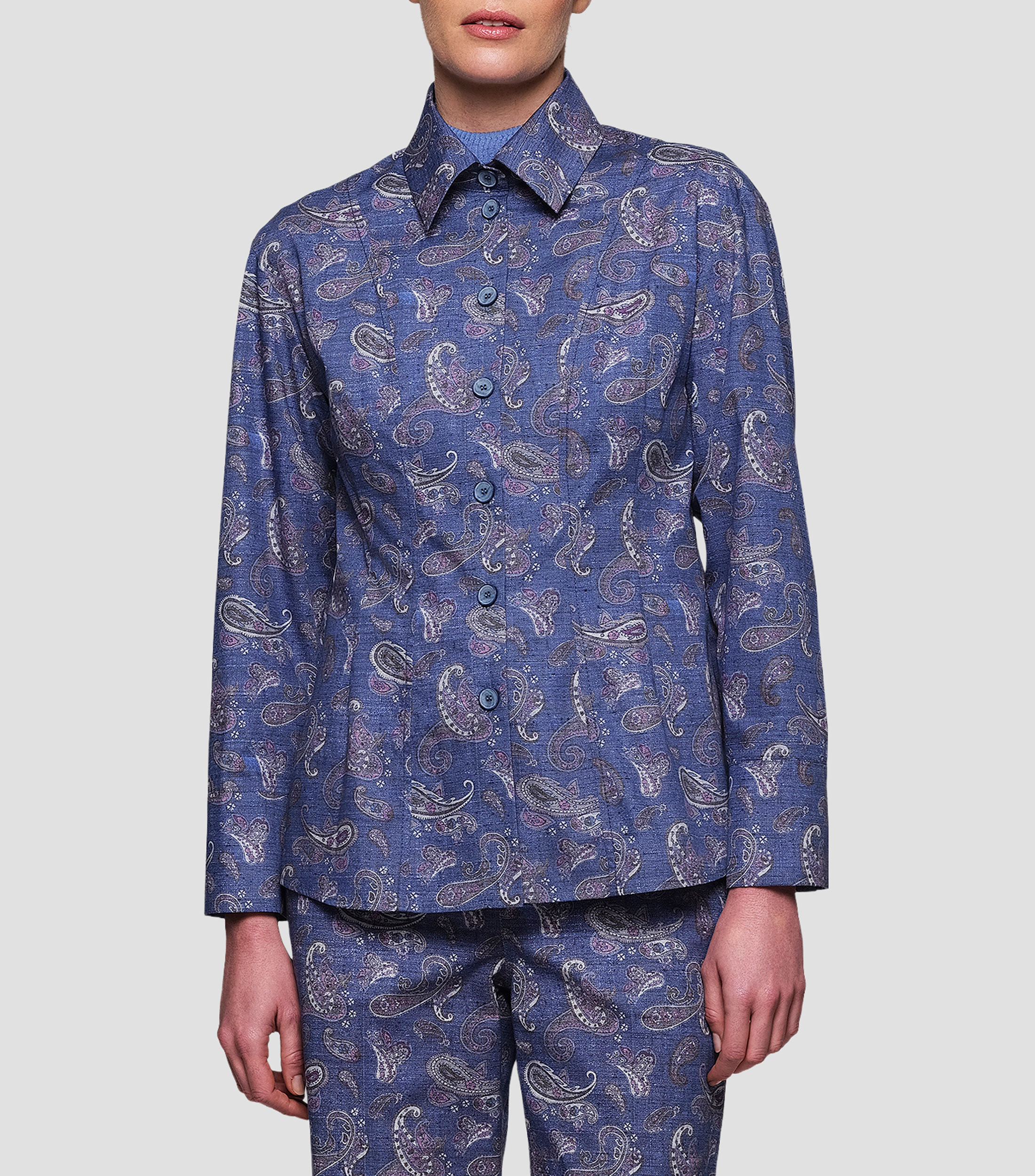 Camisa estampada manga larga Mujer
