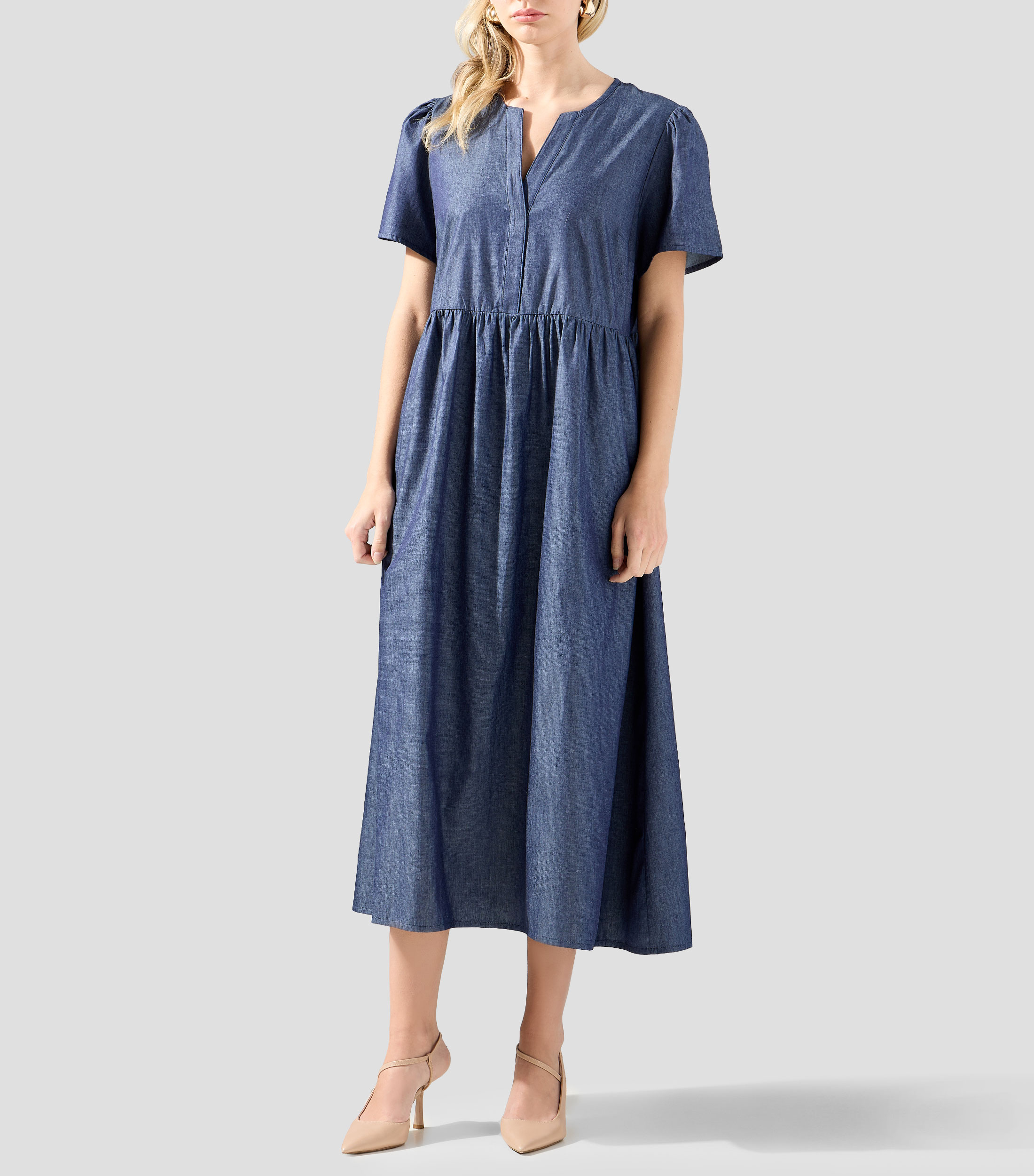 Vestido midi diseño sólido Mujer