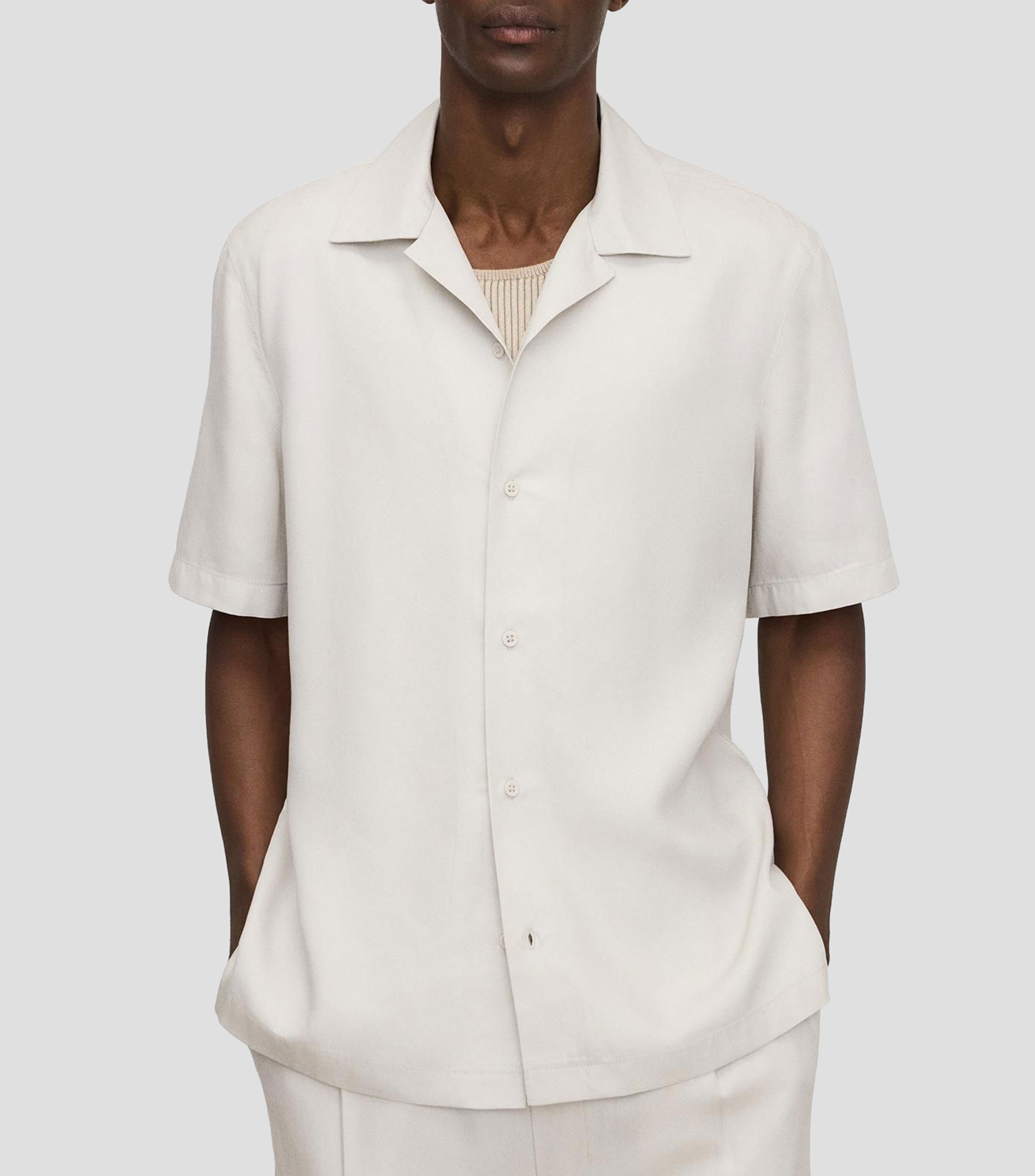 Camisa lisa manga corta Hombre