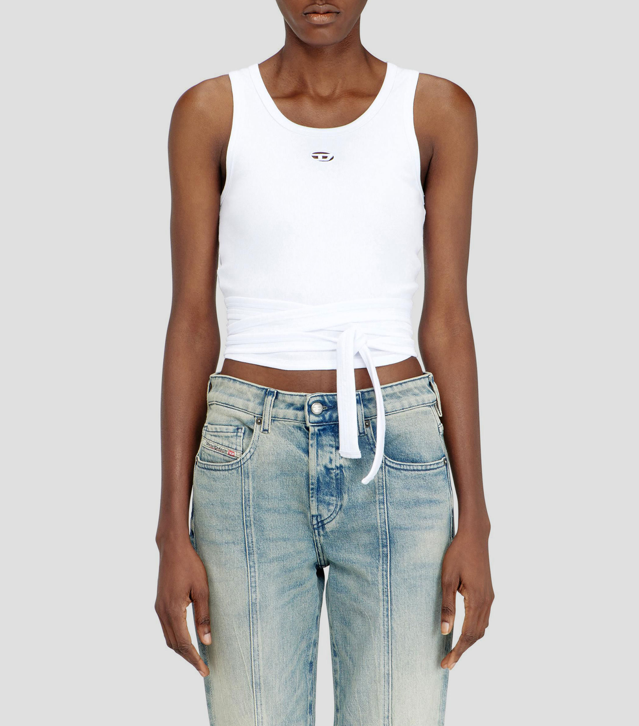 Playera de cuello redondo sin mangas lisa Mujer