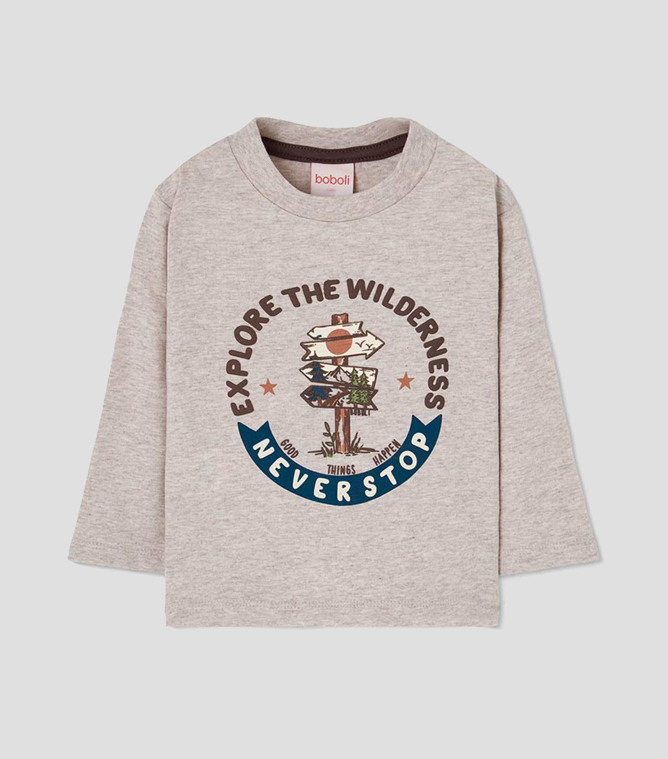 Playera cuello redondo manga larga estampada Bebé