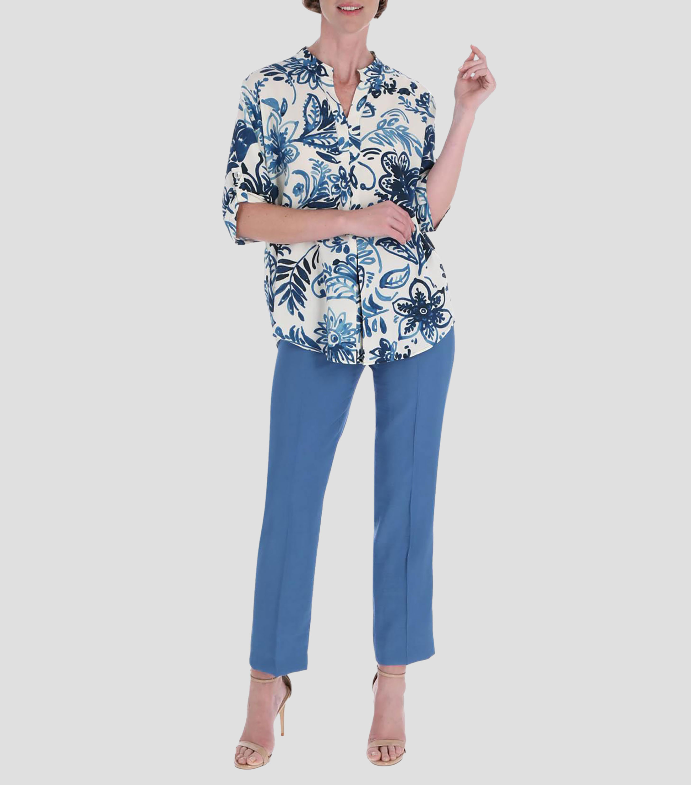 Blusa estampada con manga corta Mujer
