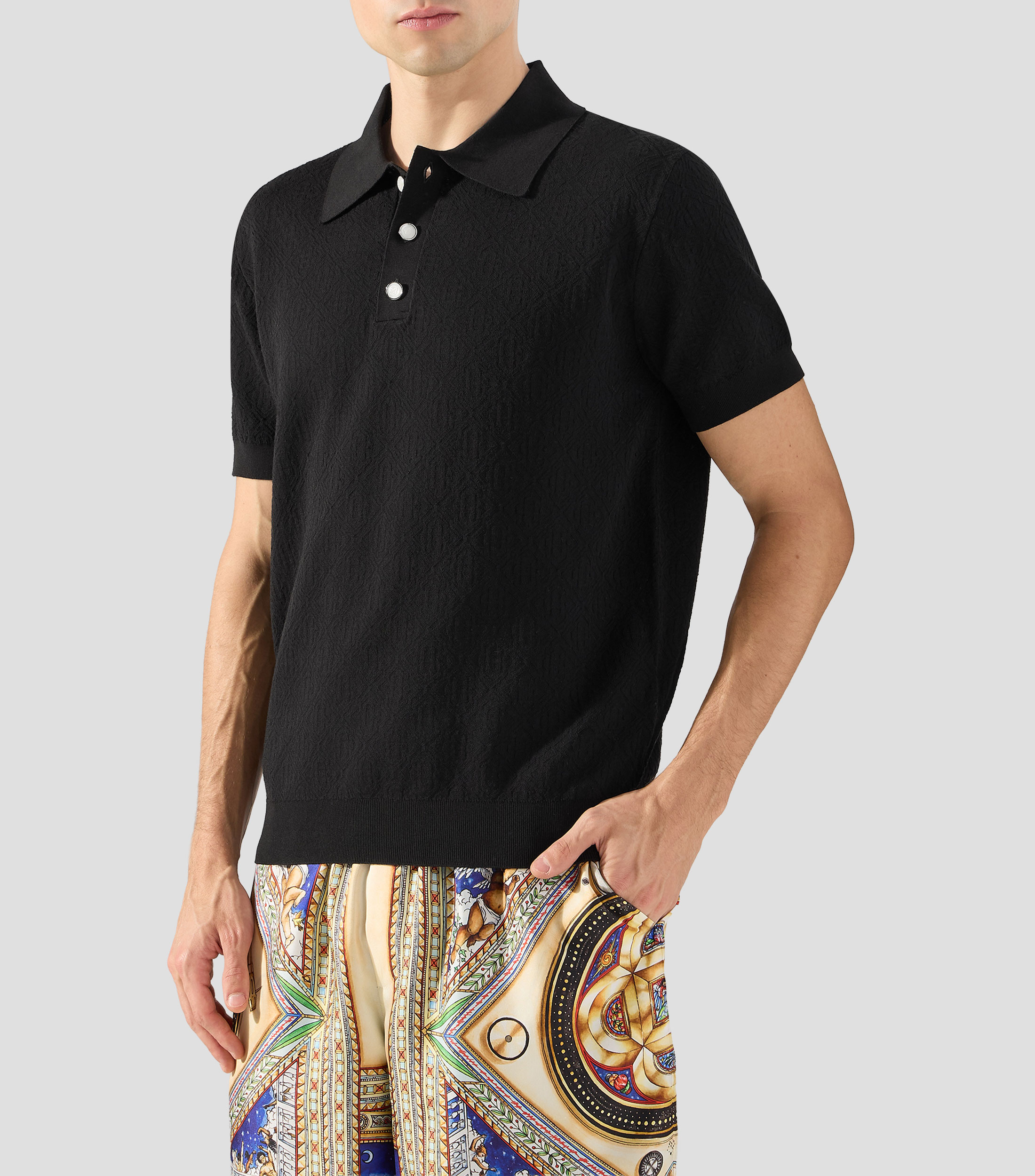 Playera tipo polo con manga corta lisa Hombre