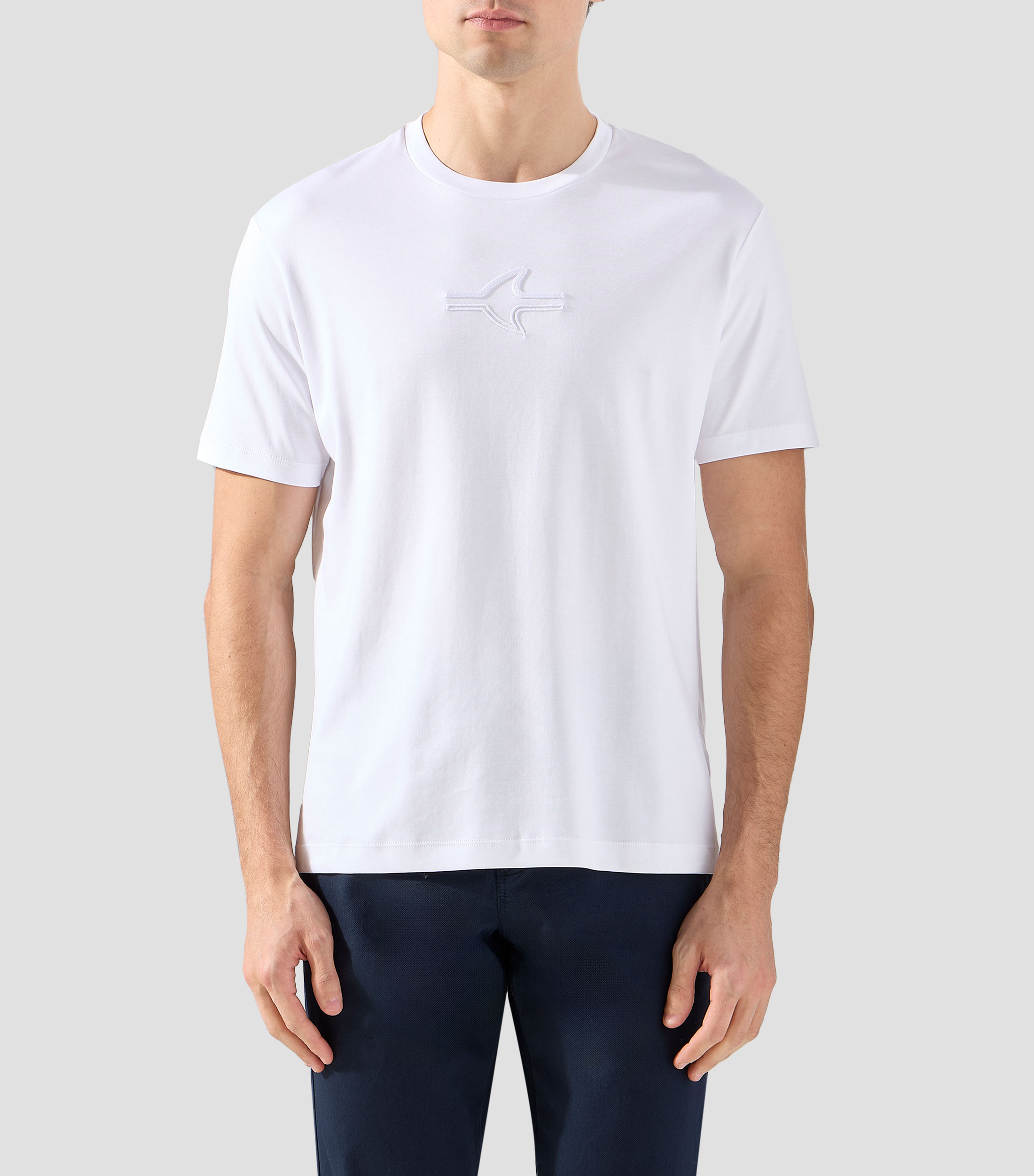 Playera de cuello redondo con manga corta bordada Hombre