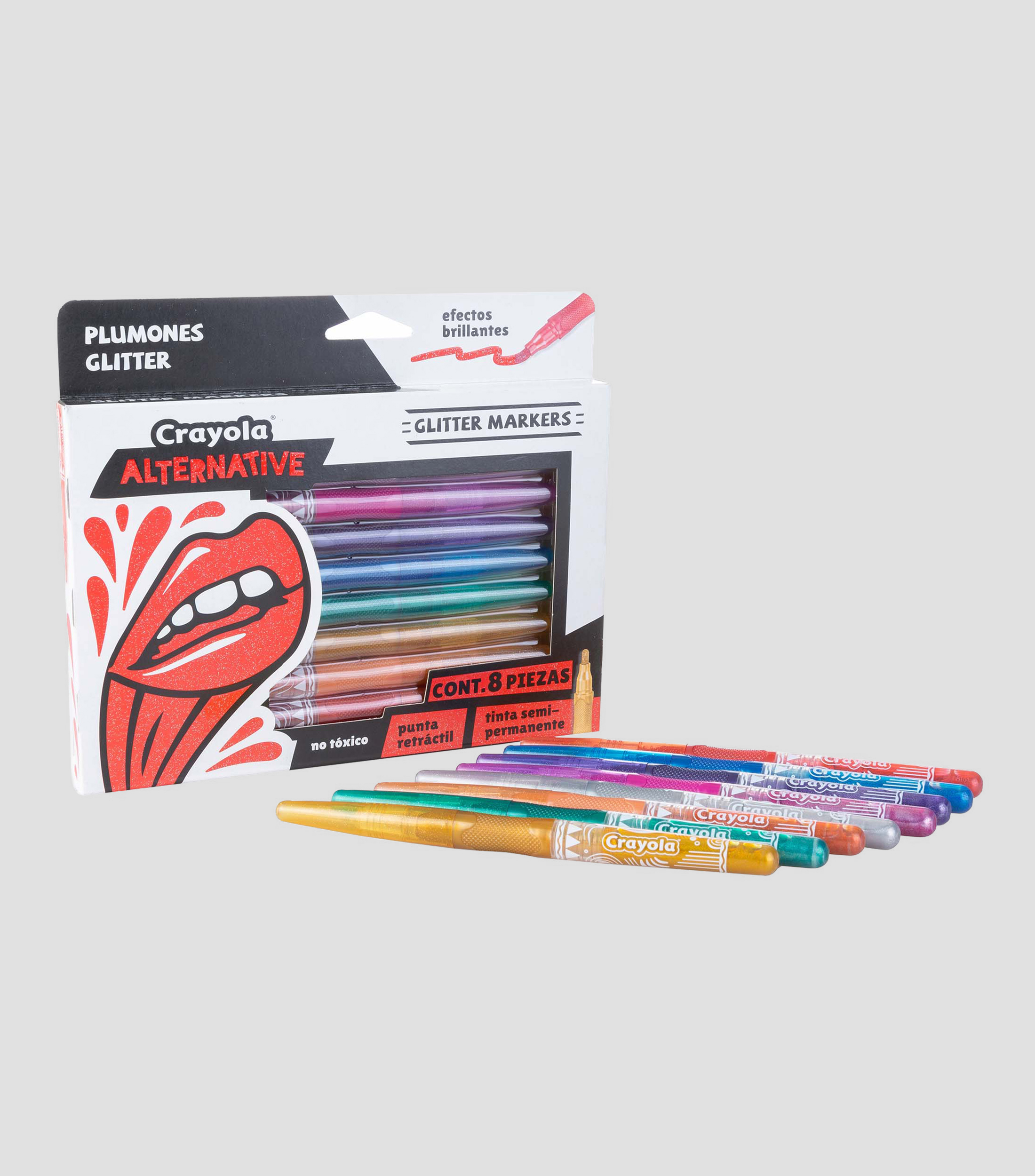 Set 8 Plumones con Glitter Alternative