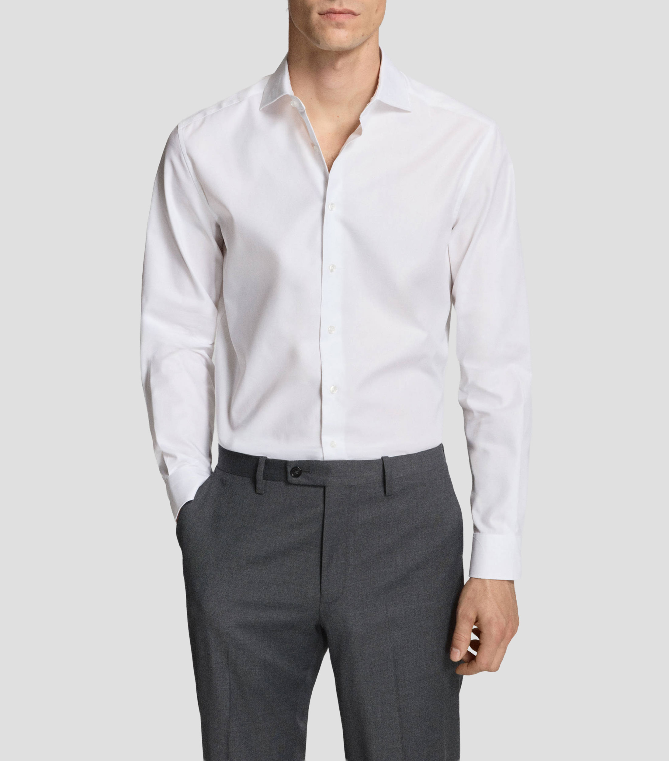 Camisa lisa manga larga Hombre