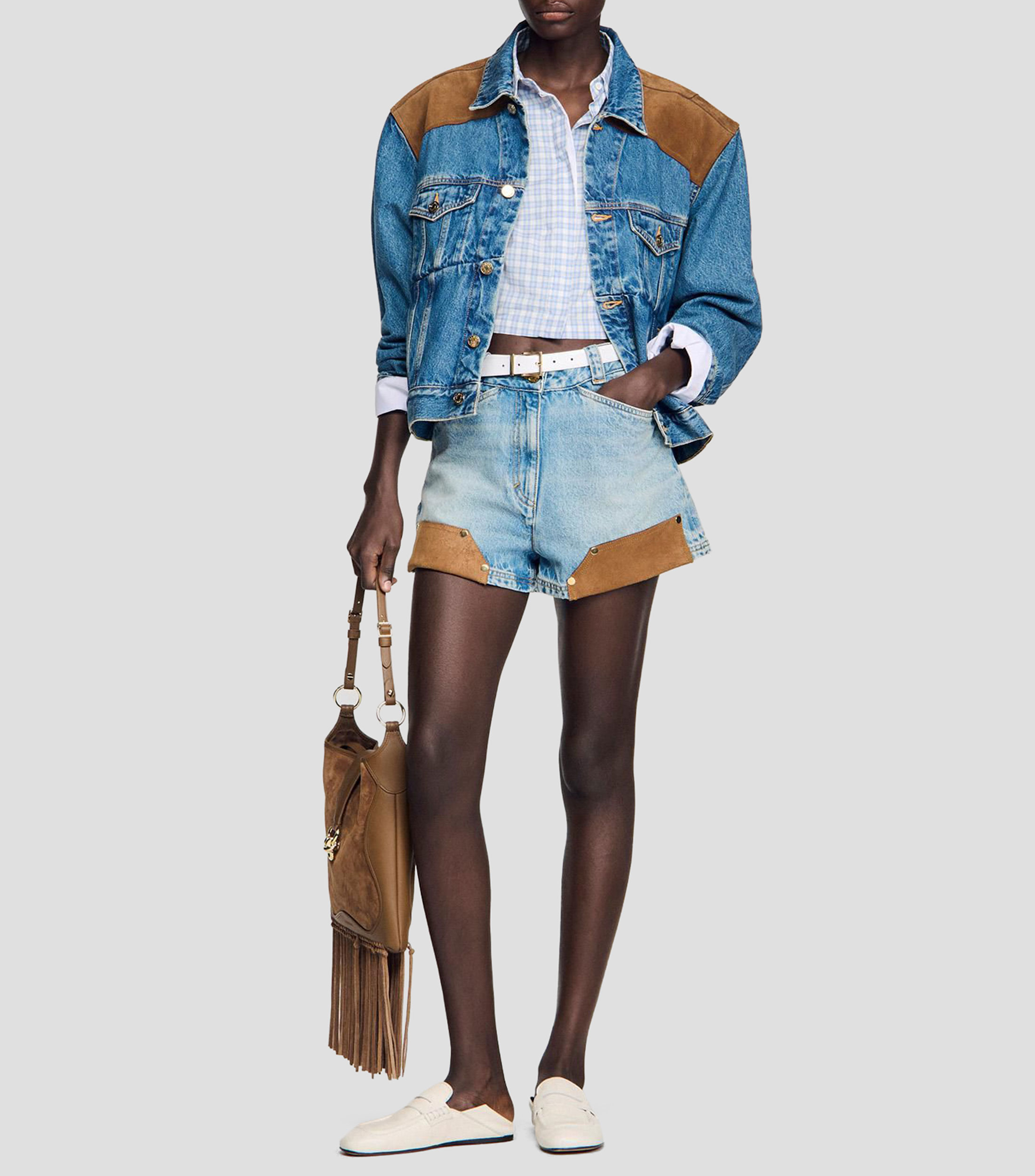 Short de mezclilla con diseño sólido Canyon Mujer