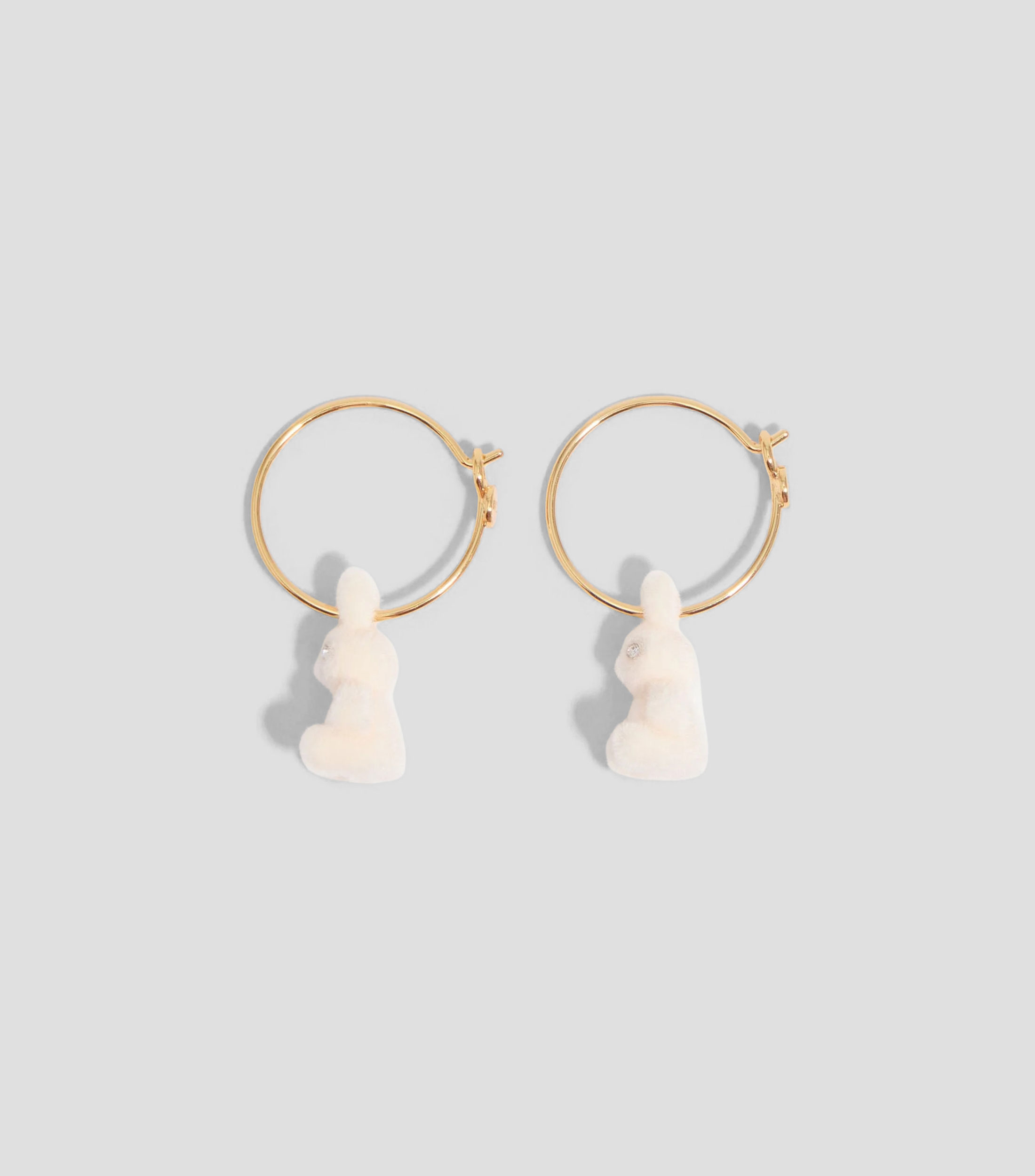 Aretes aro conejo flocado marfil Mujer