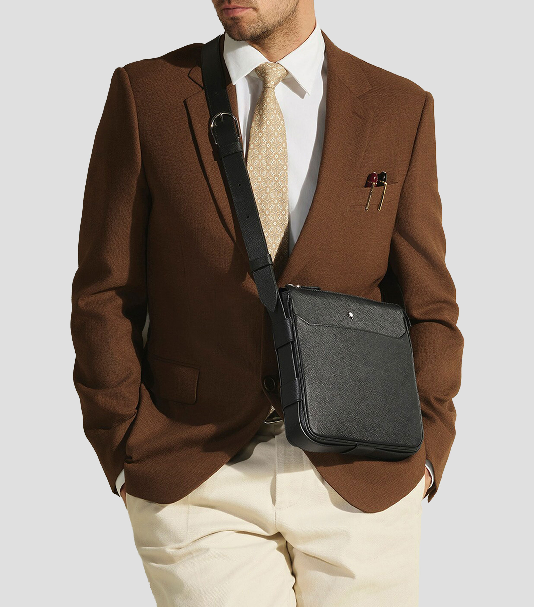 Bolso messenger vertical cinturón de piel sartorial Hombre