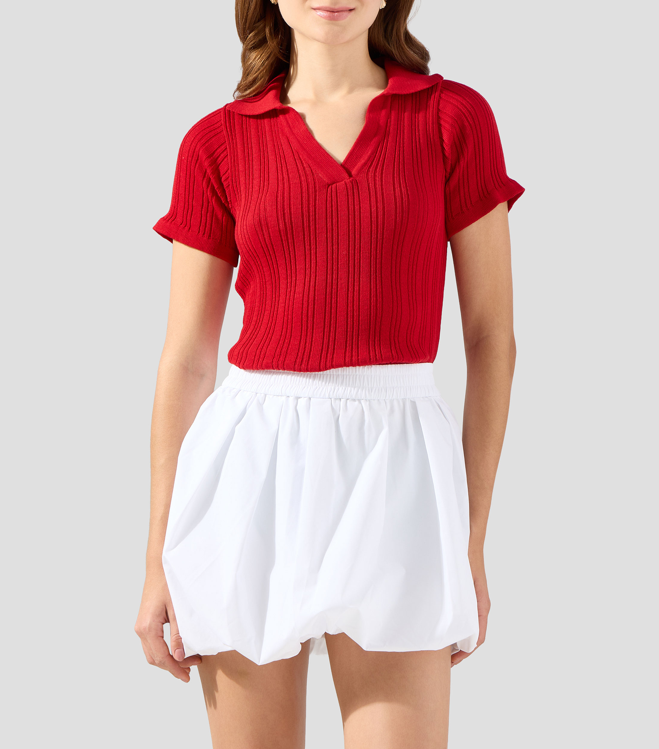 Playera Tipo Polo Manga Corta Lisa Mujer