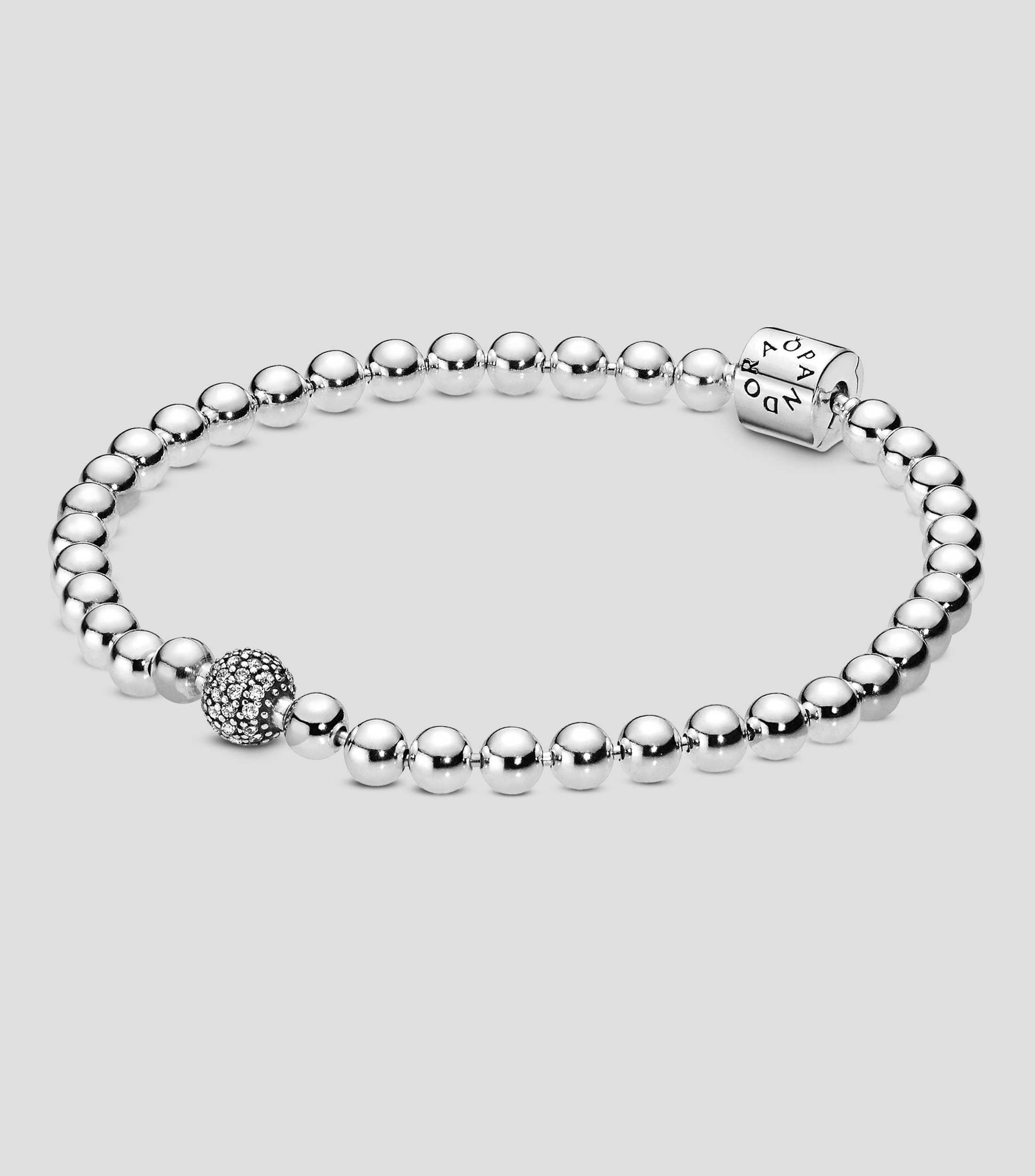 Brazalete en plata Beads & Pavé Mujer Talla 19 cm