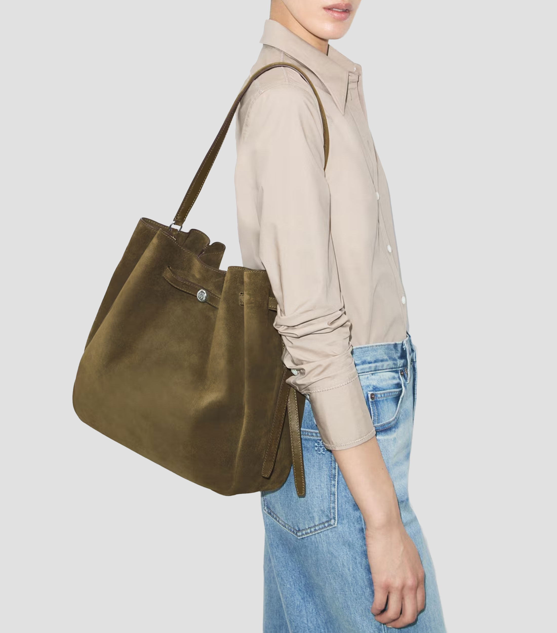 Bolsa en piel Tote Sólido