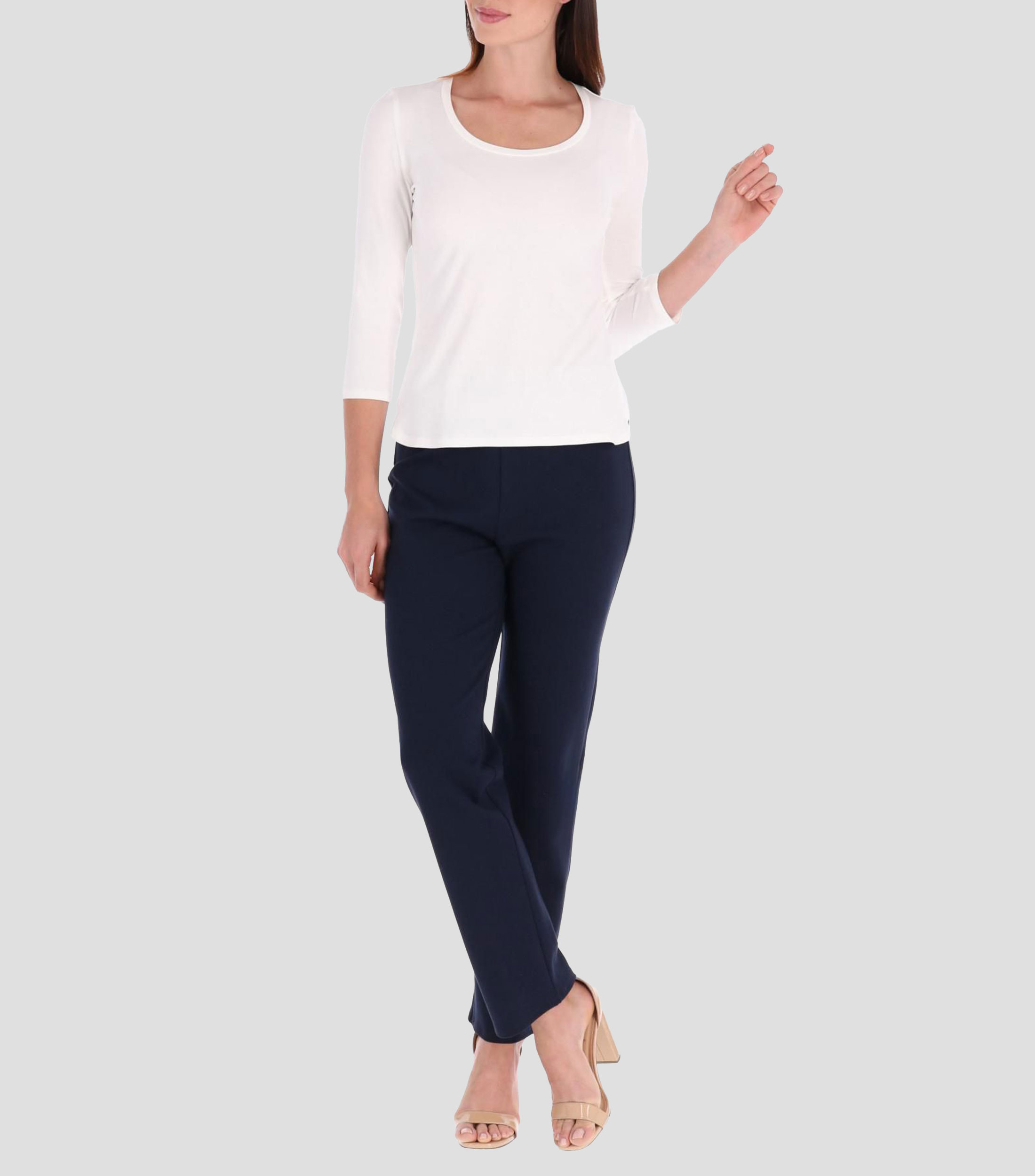 Blusa lisa manga 3/4 Mujer