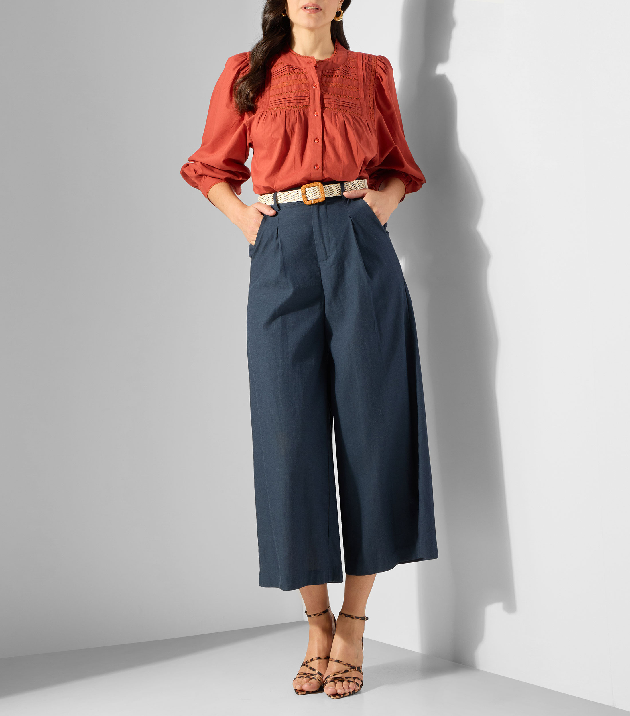 Blusa lisa con manga larga Mujer