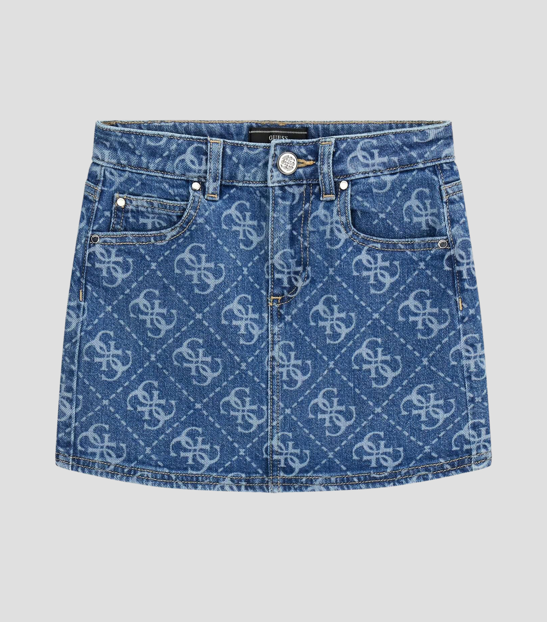 Falda corta de corte recto con estampado en mezclilla Niña