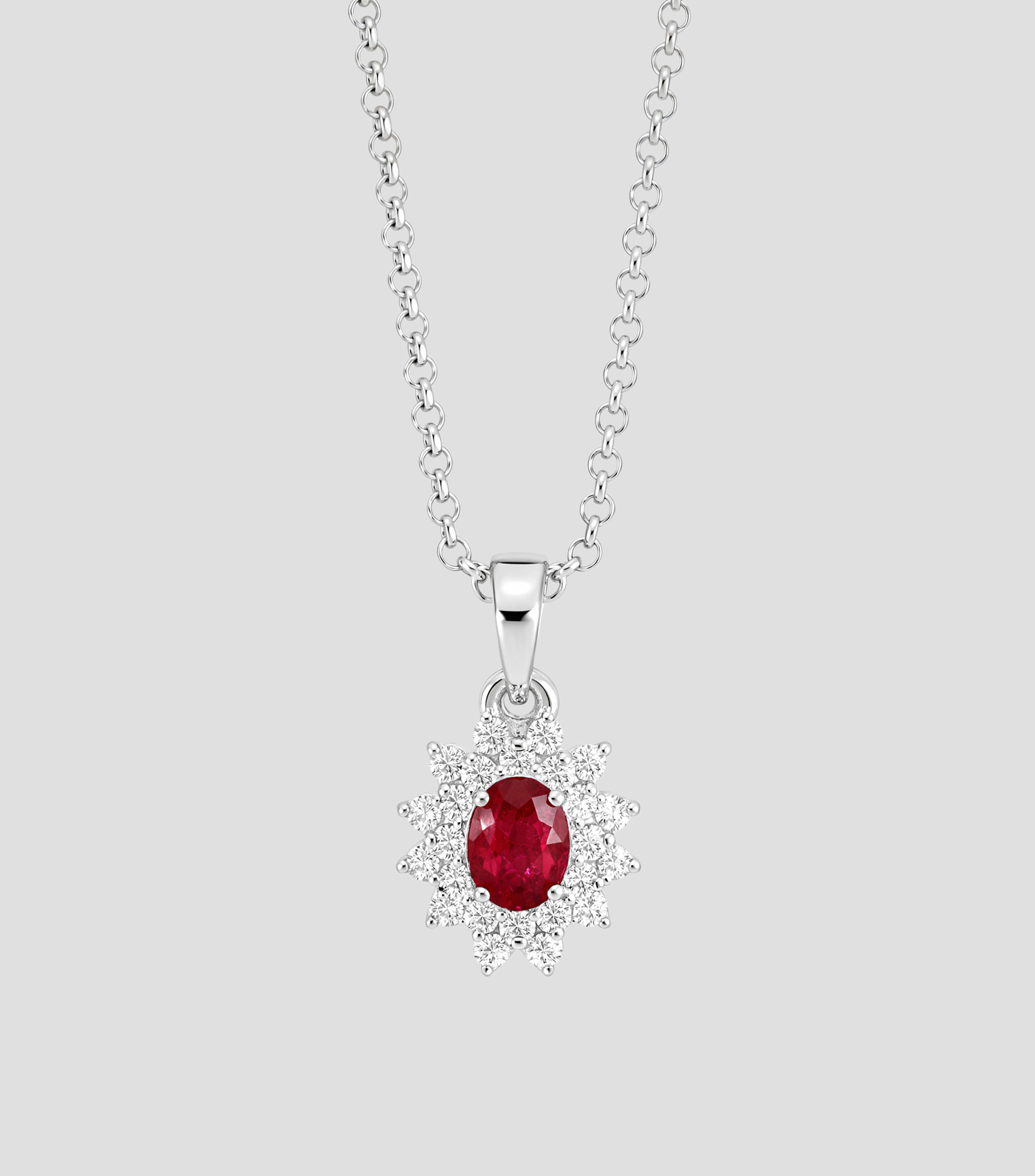 Dije en oro blanco de 14 Kilates con rubí y diamantes Mujer