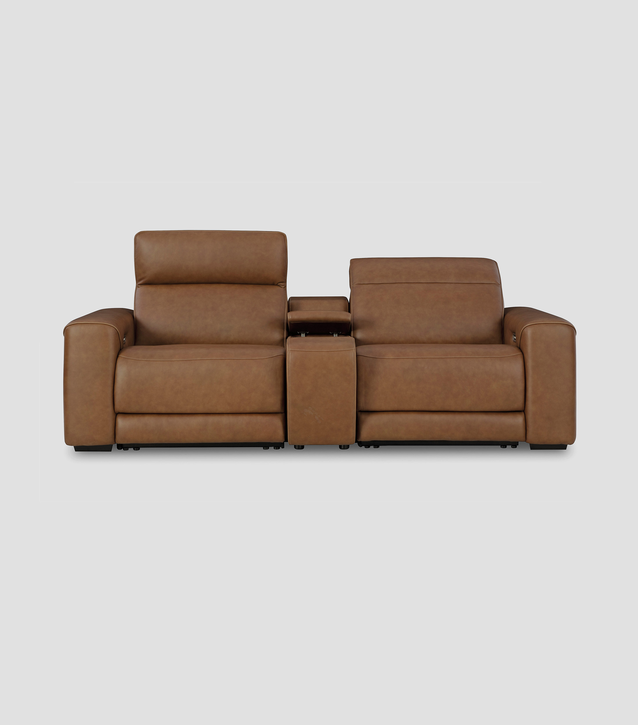 Loveseat DBL reclinable con consola en piel genuina Modrik