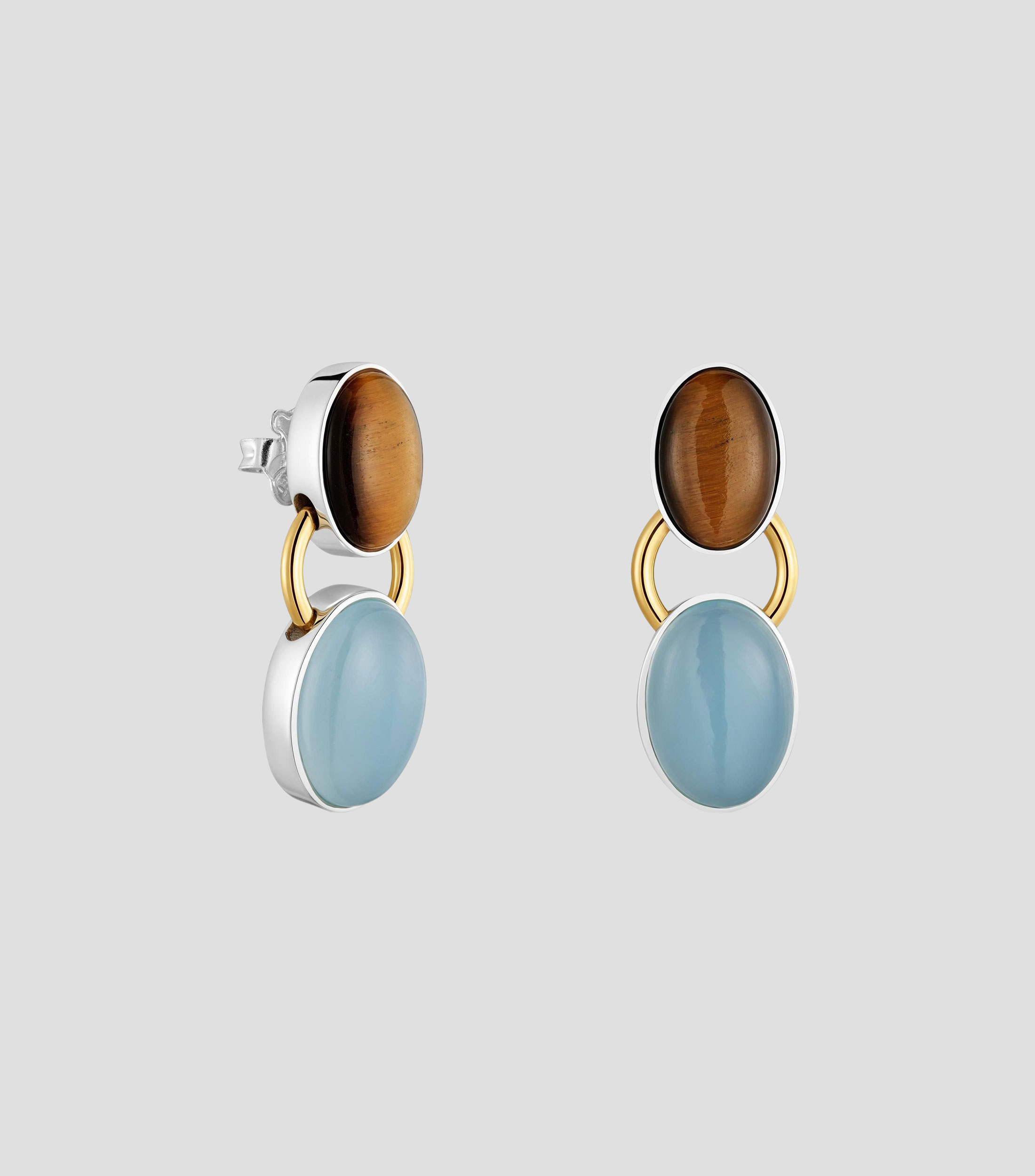 Aretes cortos con ojo de tigre y calcita Tous Gem Power Mujer