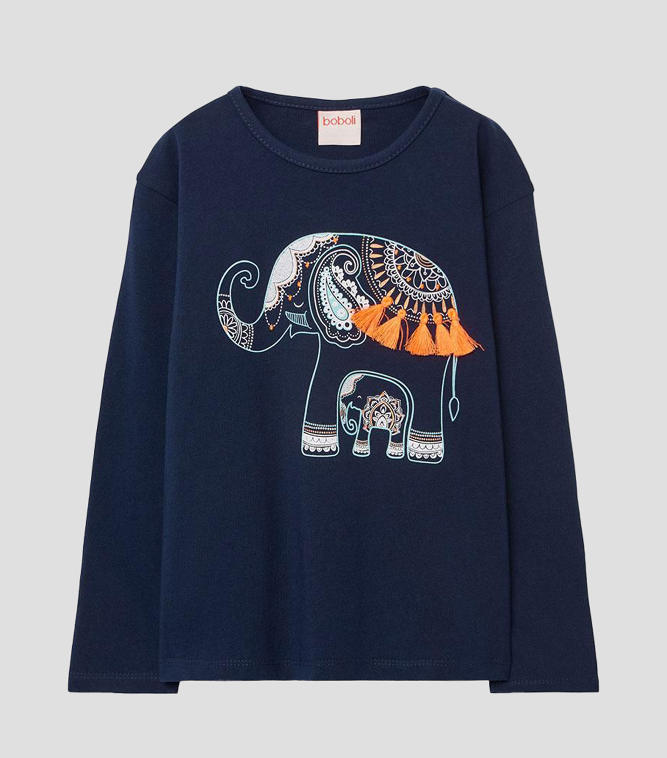 Playera de cuello redondo con manga larga estampada Niña