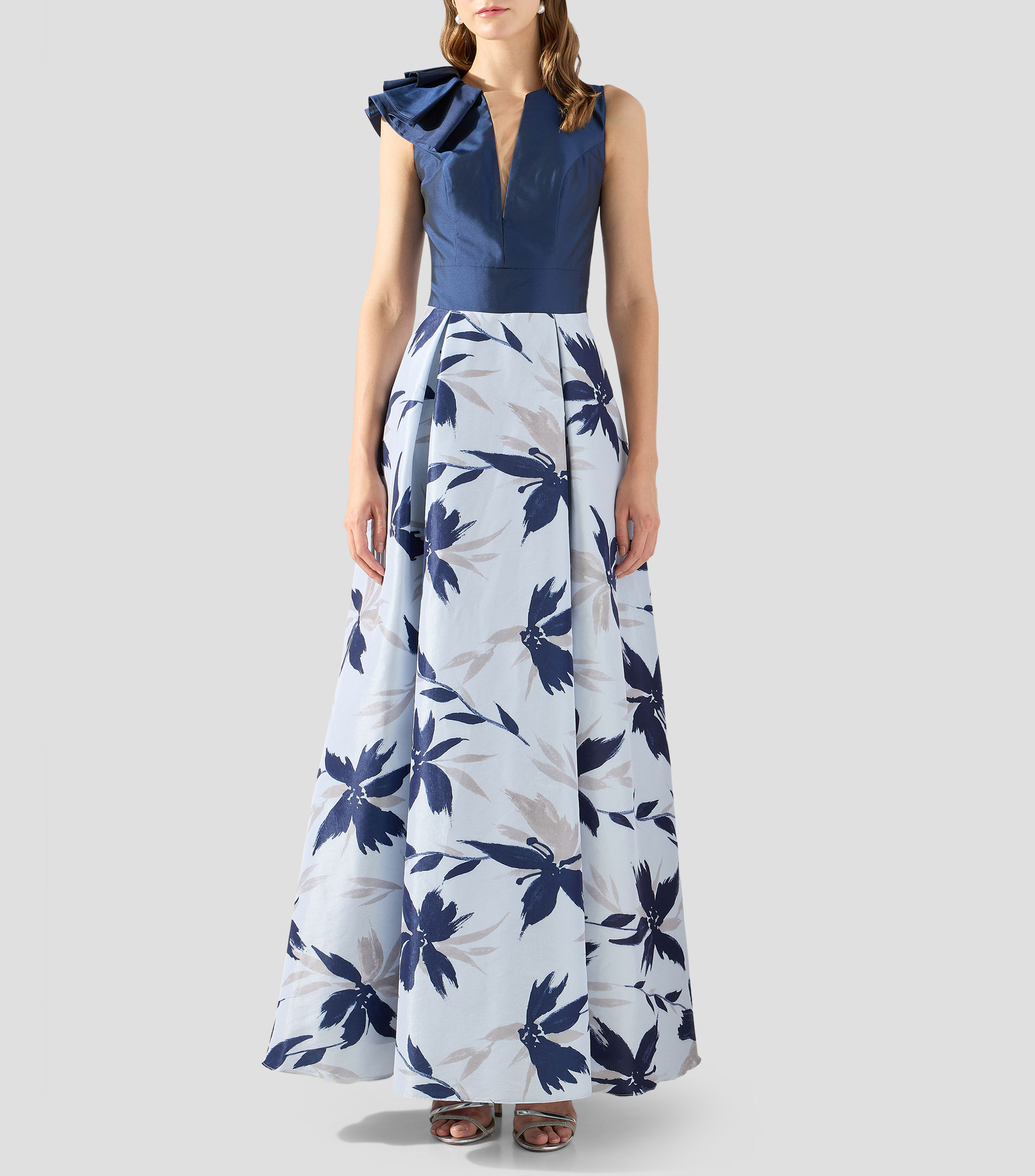Vestido de fiesta largo estampado Mujer