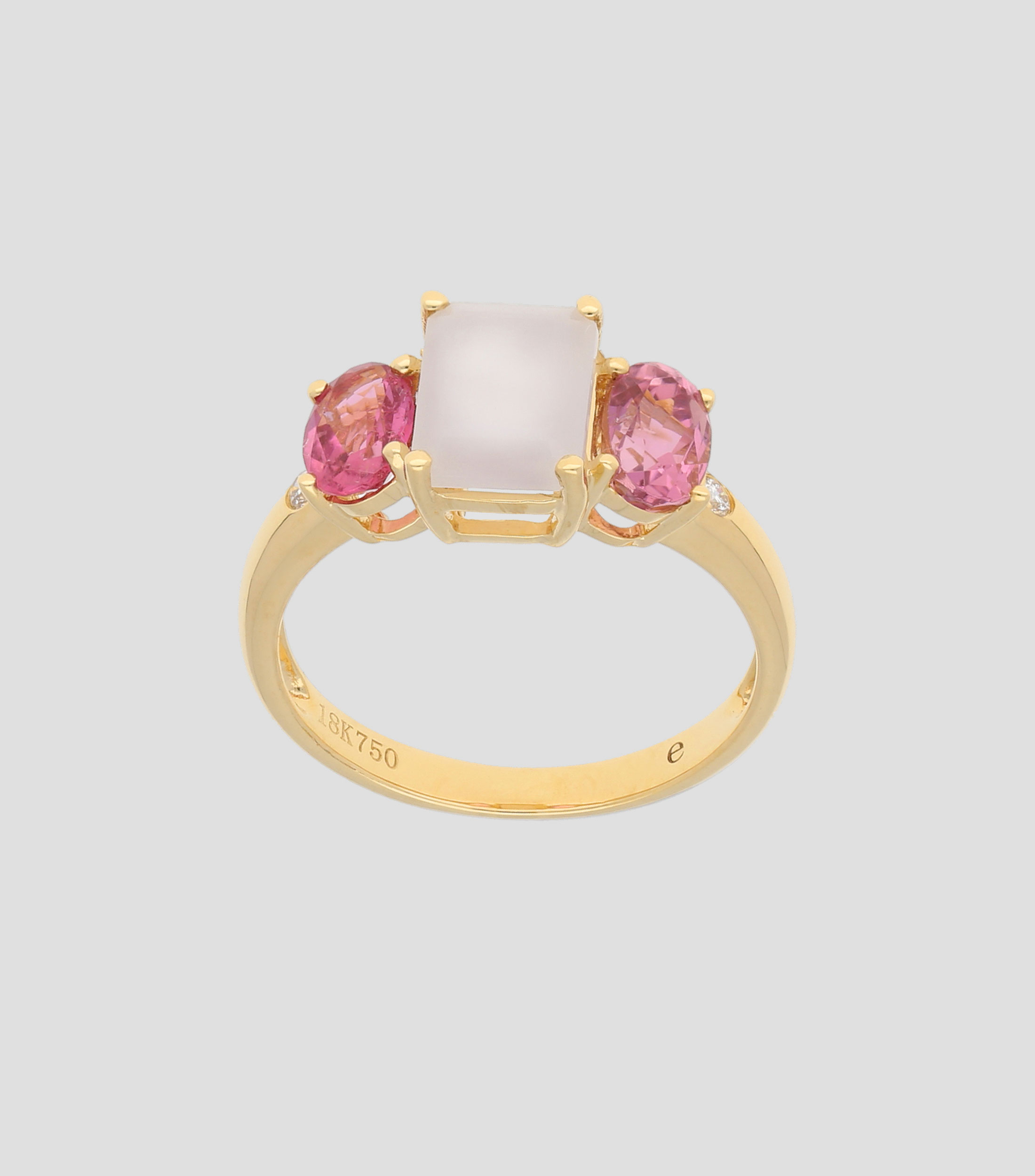 Anillo en oro amarillo 18 Kts con diamantes Mujer