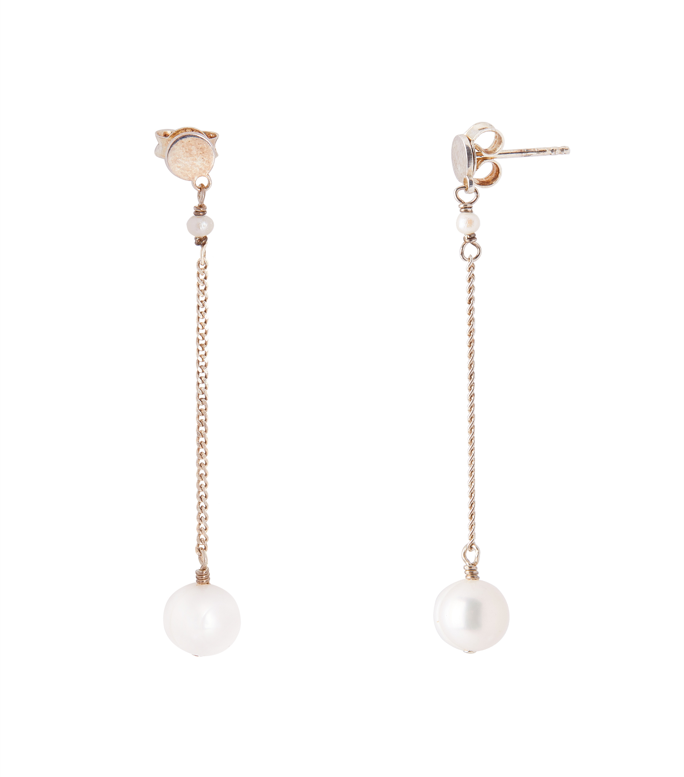 Aretes en plata con perla Mujer