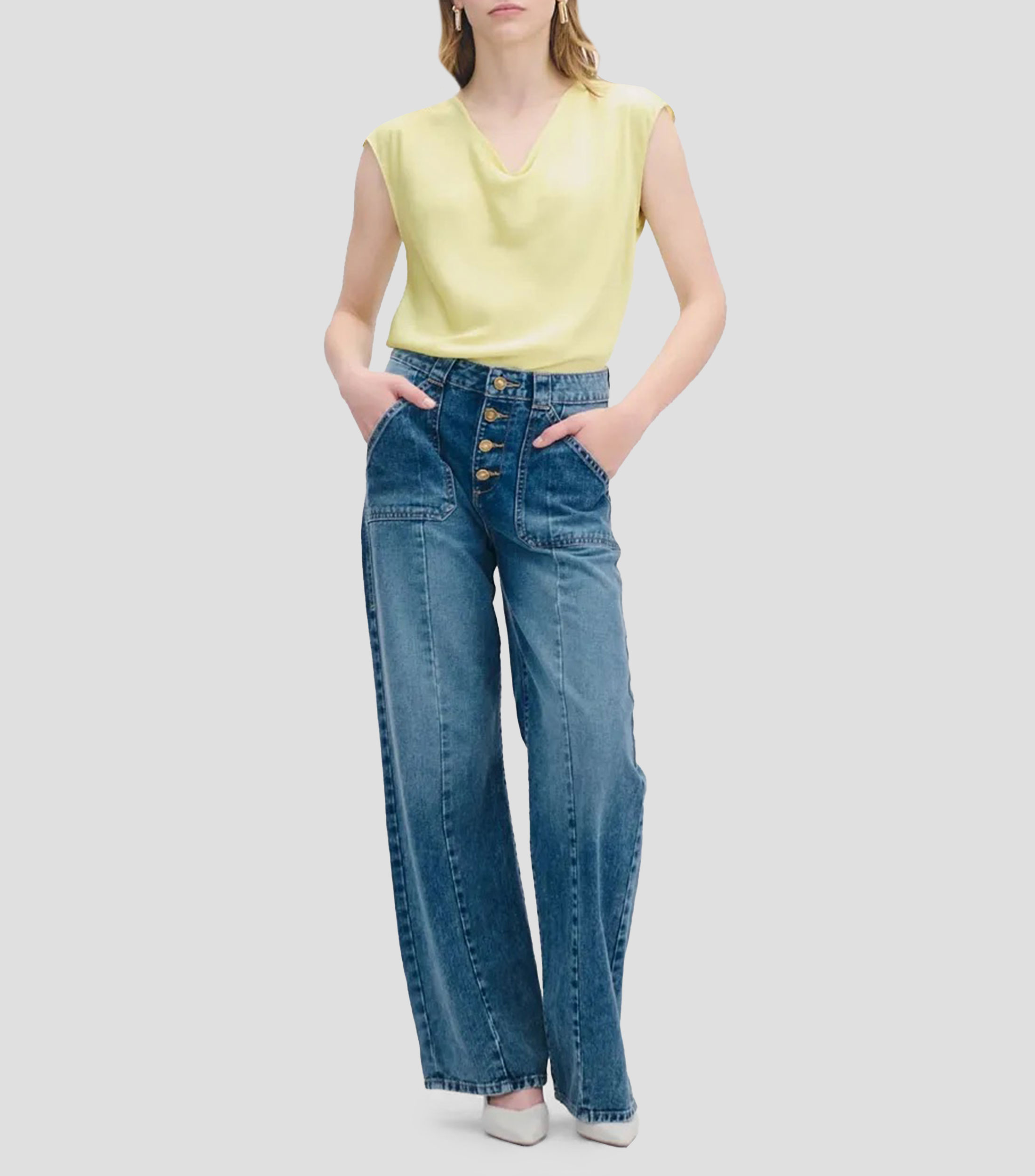 Blusa lisa manga corta Mujer