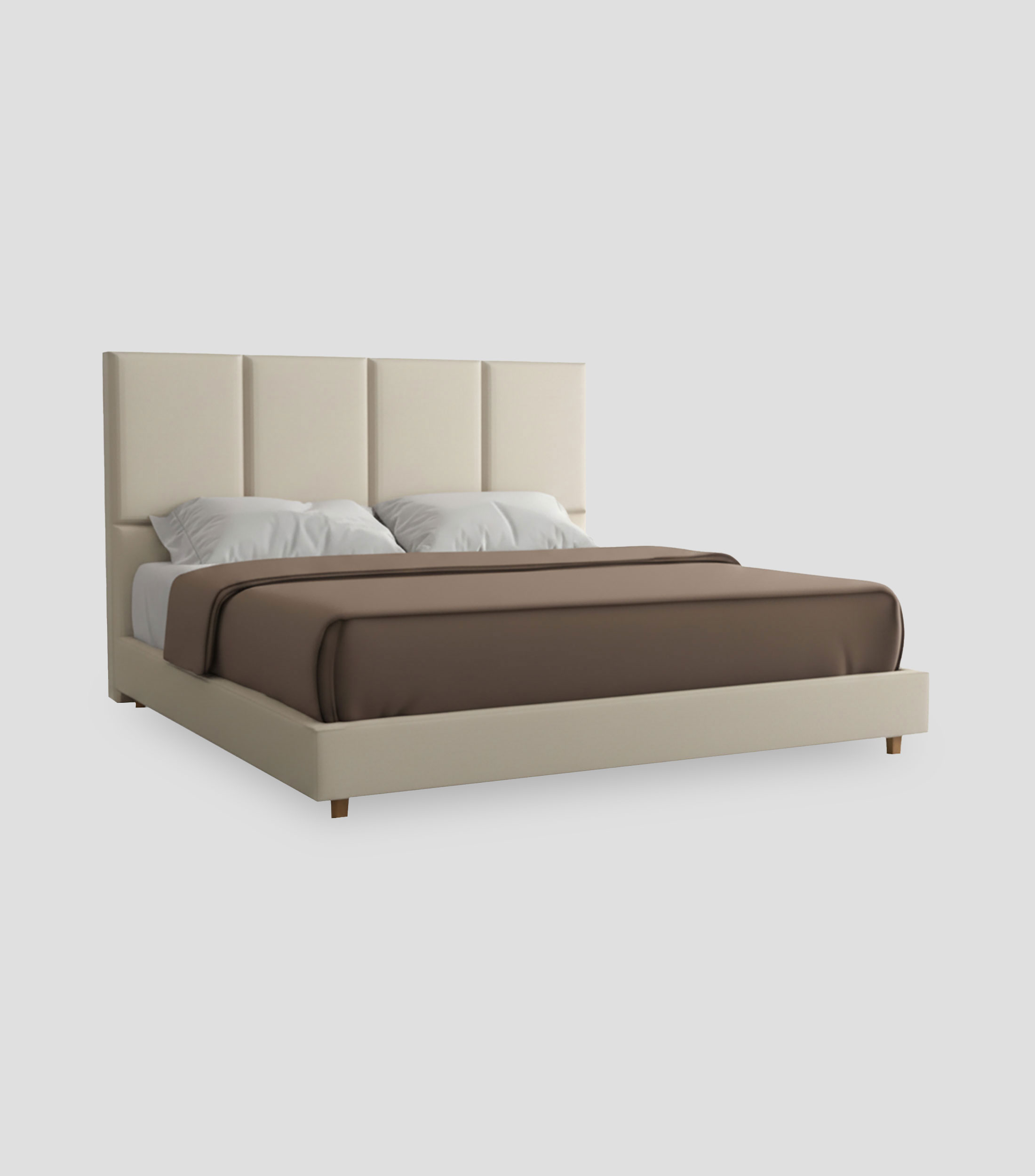 Cama King Size Textured Linen natural en madera