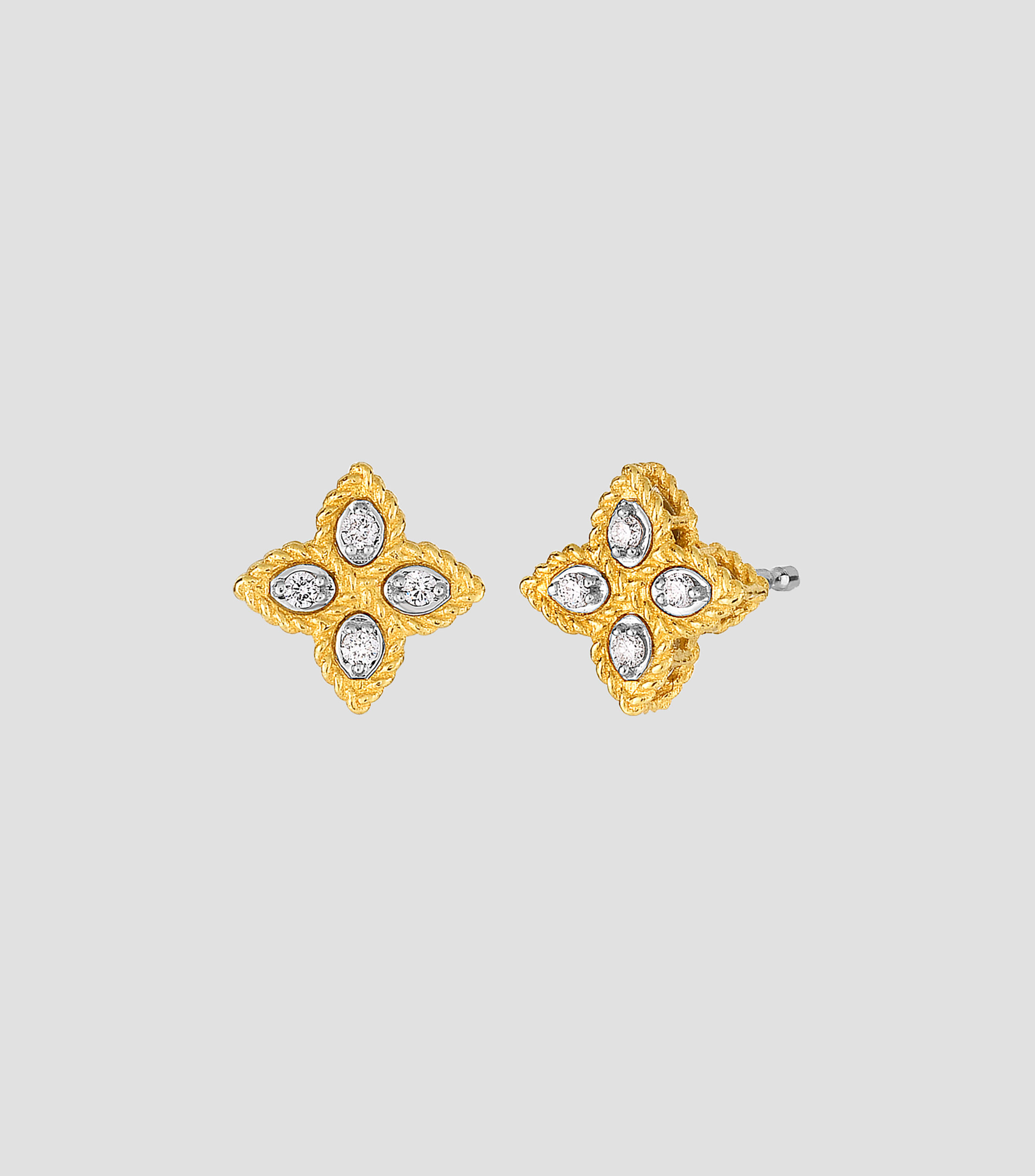 Aretes en oro amarillo de 18 kilates Princess Flower con diamantes Mujer