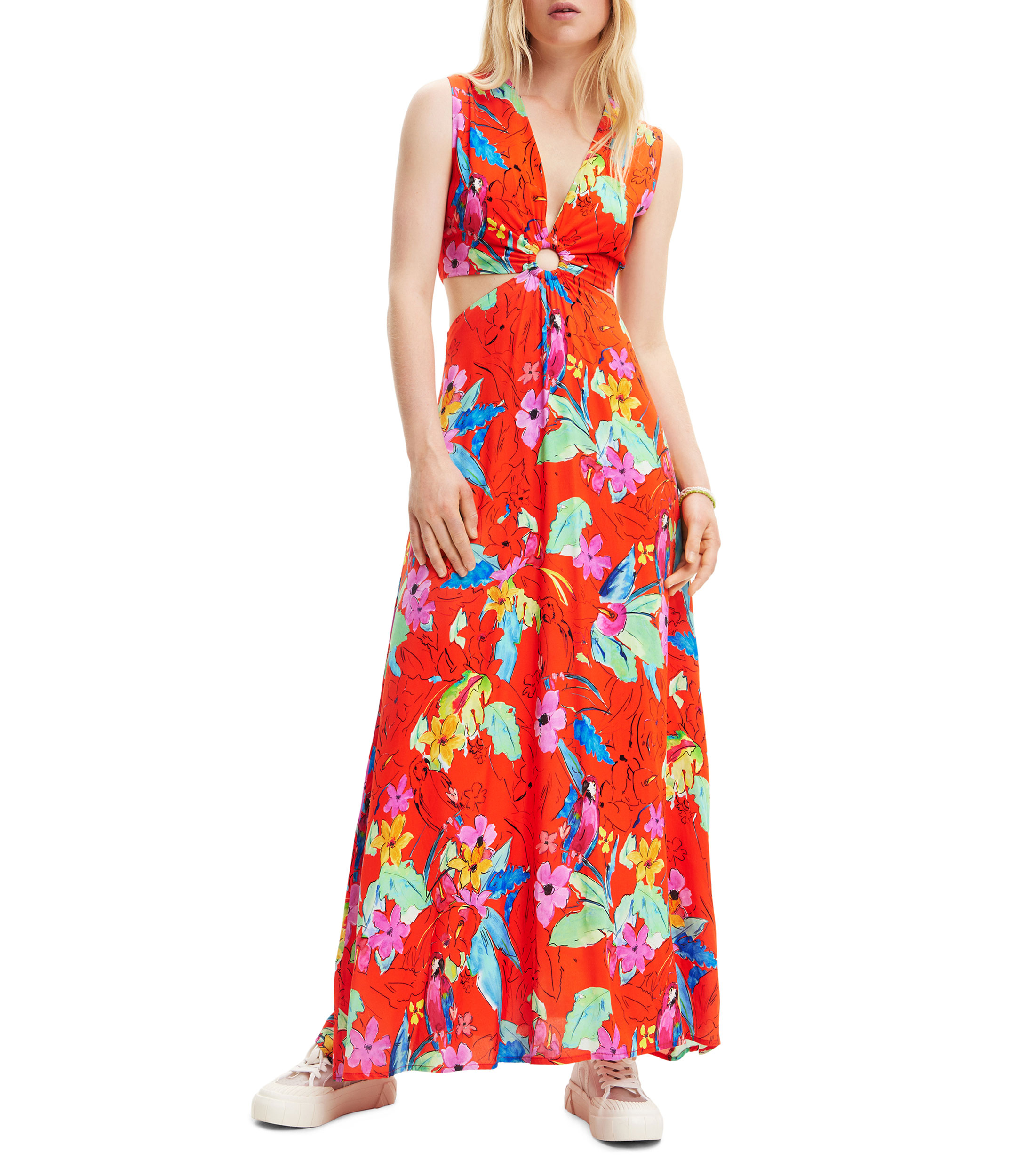 cadena bandeja computadora Desigual Vestido largo con flores Praga Mujer - El Palacio de Hierro