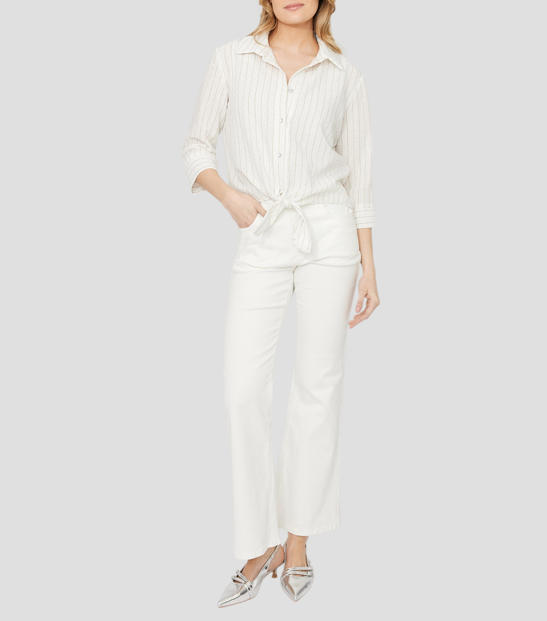 Camisa rayas manga 3/4 Mujer