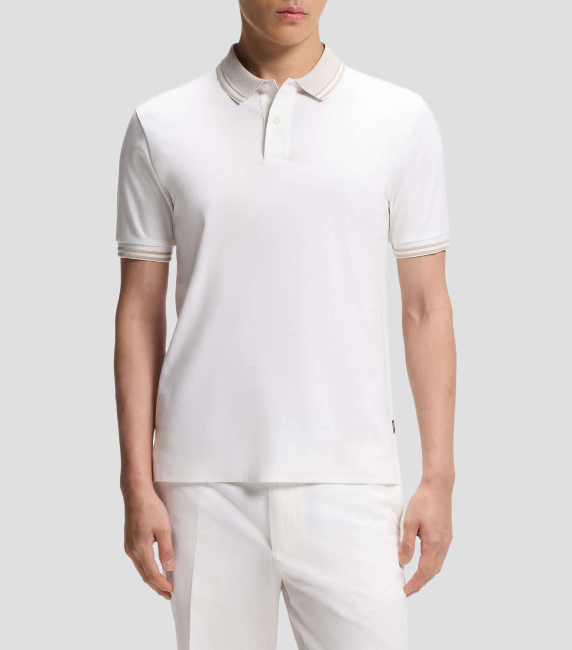 Polo slim de algodón mercerizado con detalles de rayas Hombre