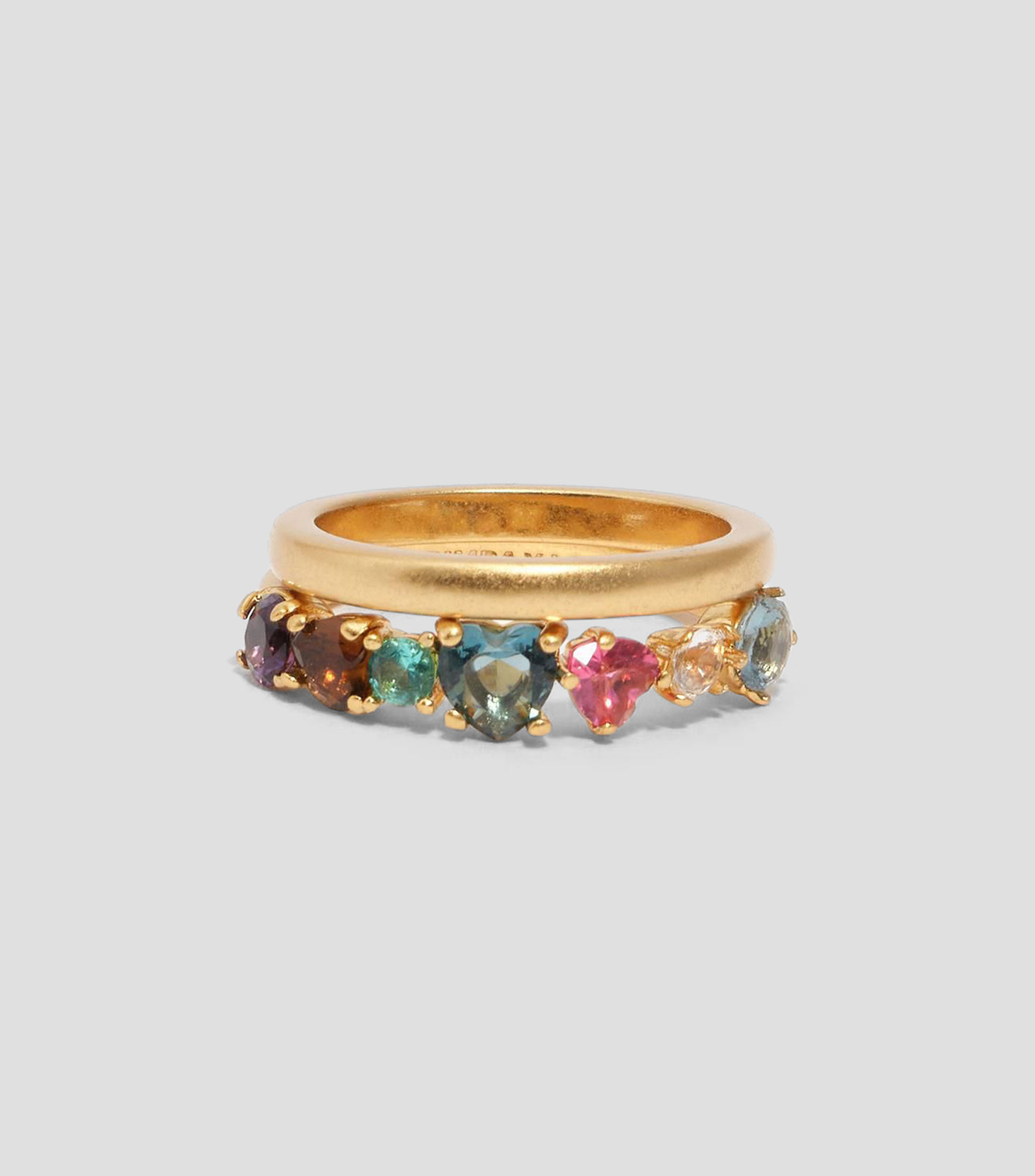 Set 2 anillos cristales corazón dorado Mujer