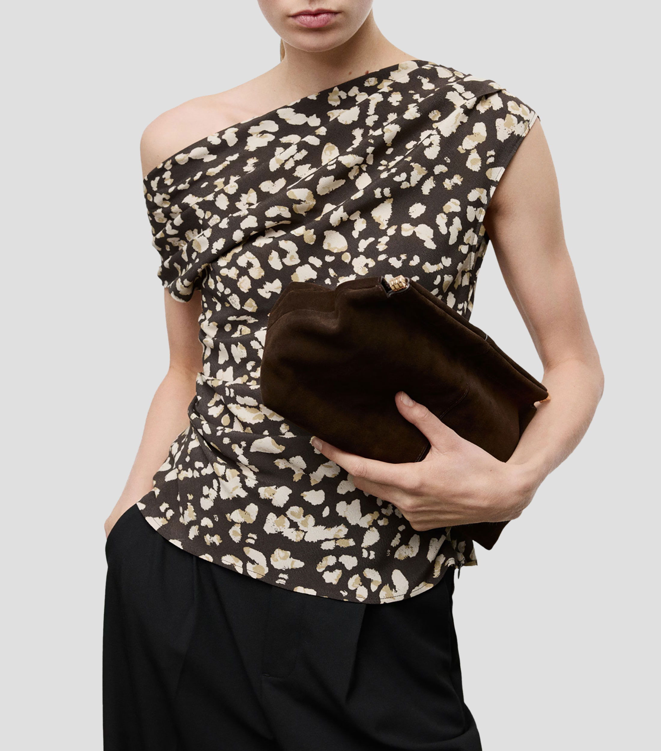 Top cuello asimétrico sin mangas estampado Mujer