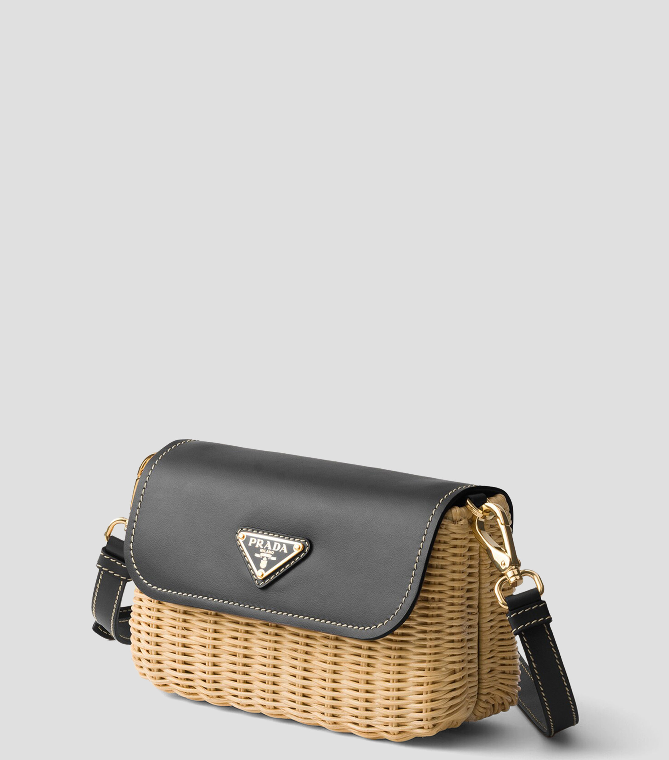 Bolsa pequeña de mimbre y cuero Mujer