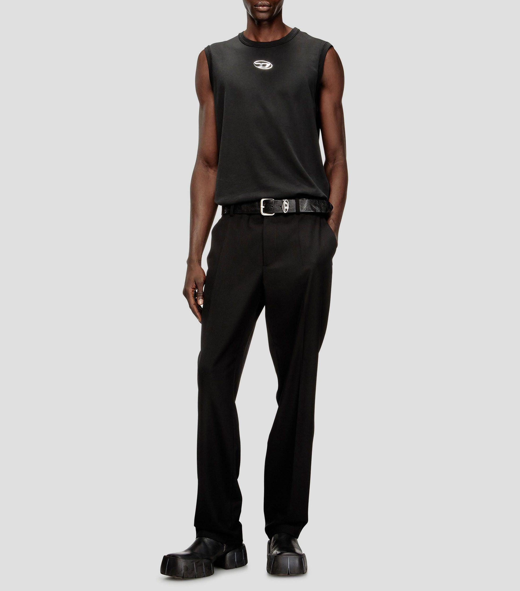 Playera cuello redondo sin mangas lisa Hombre