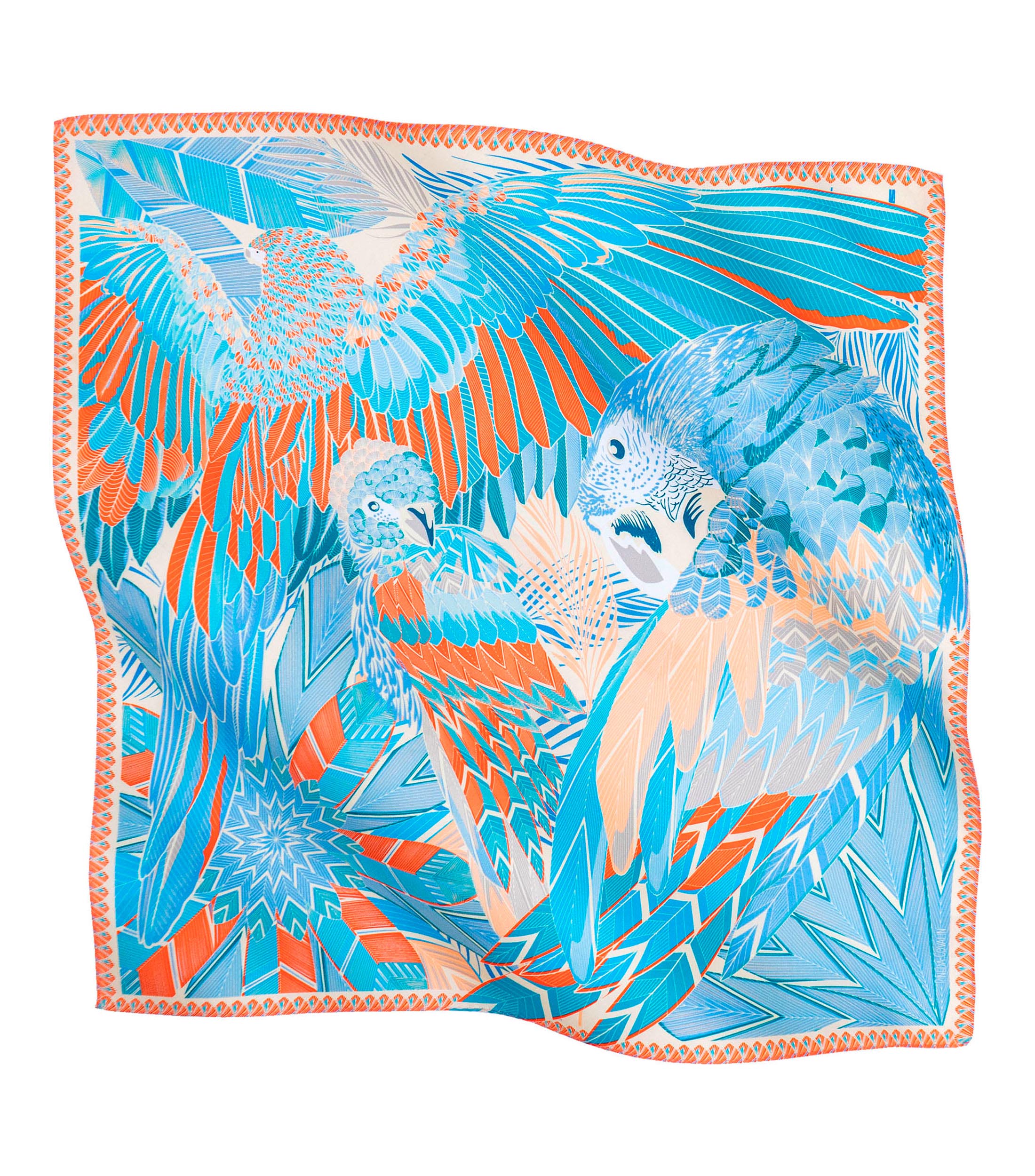 Mascada de seda multicolor Guacamayas Mujer