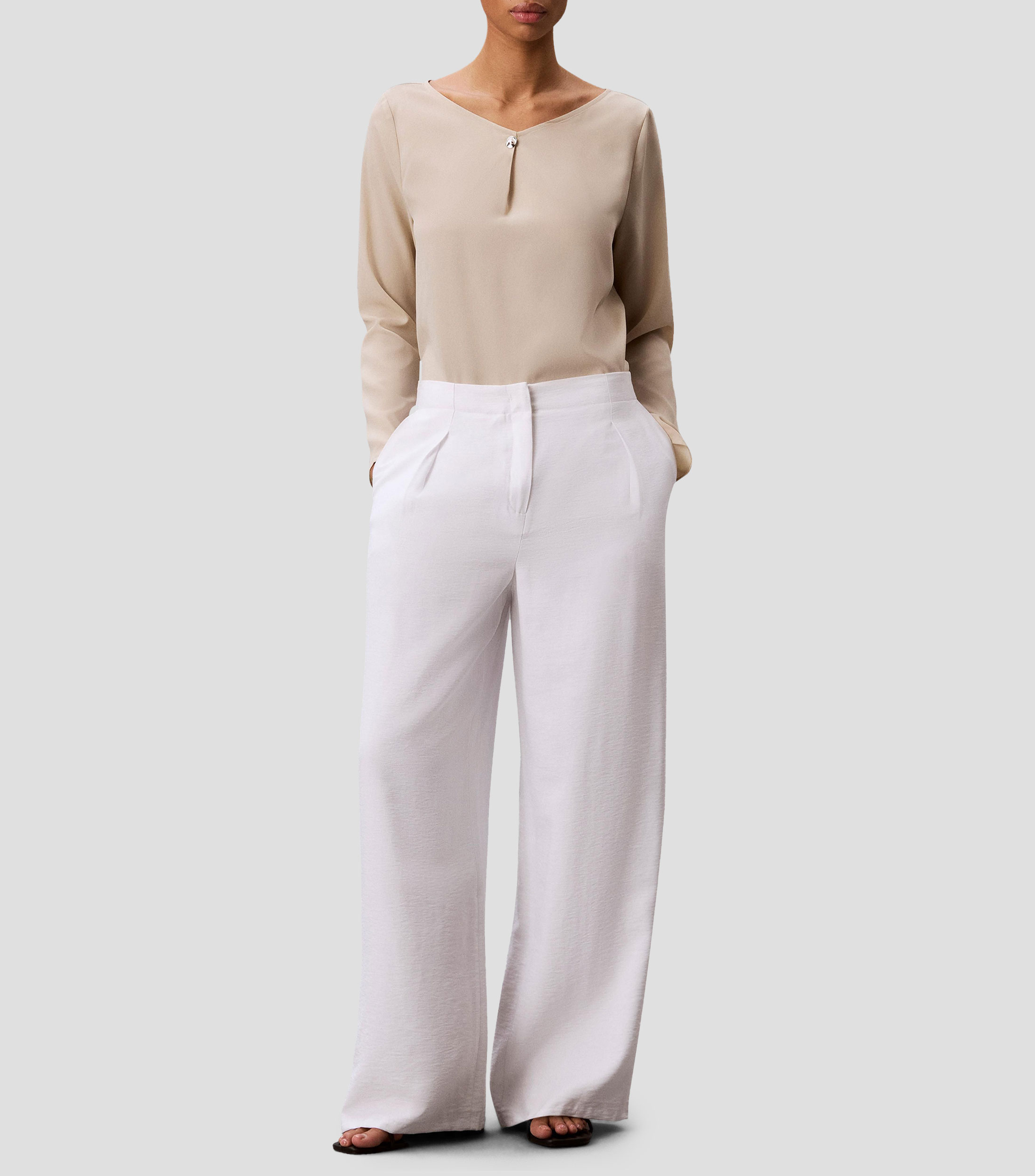 Blusa lisa manga larga Mujer
