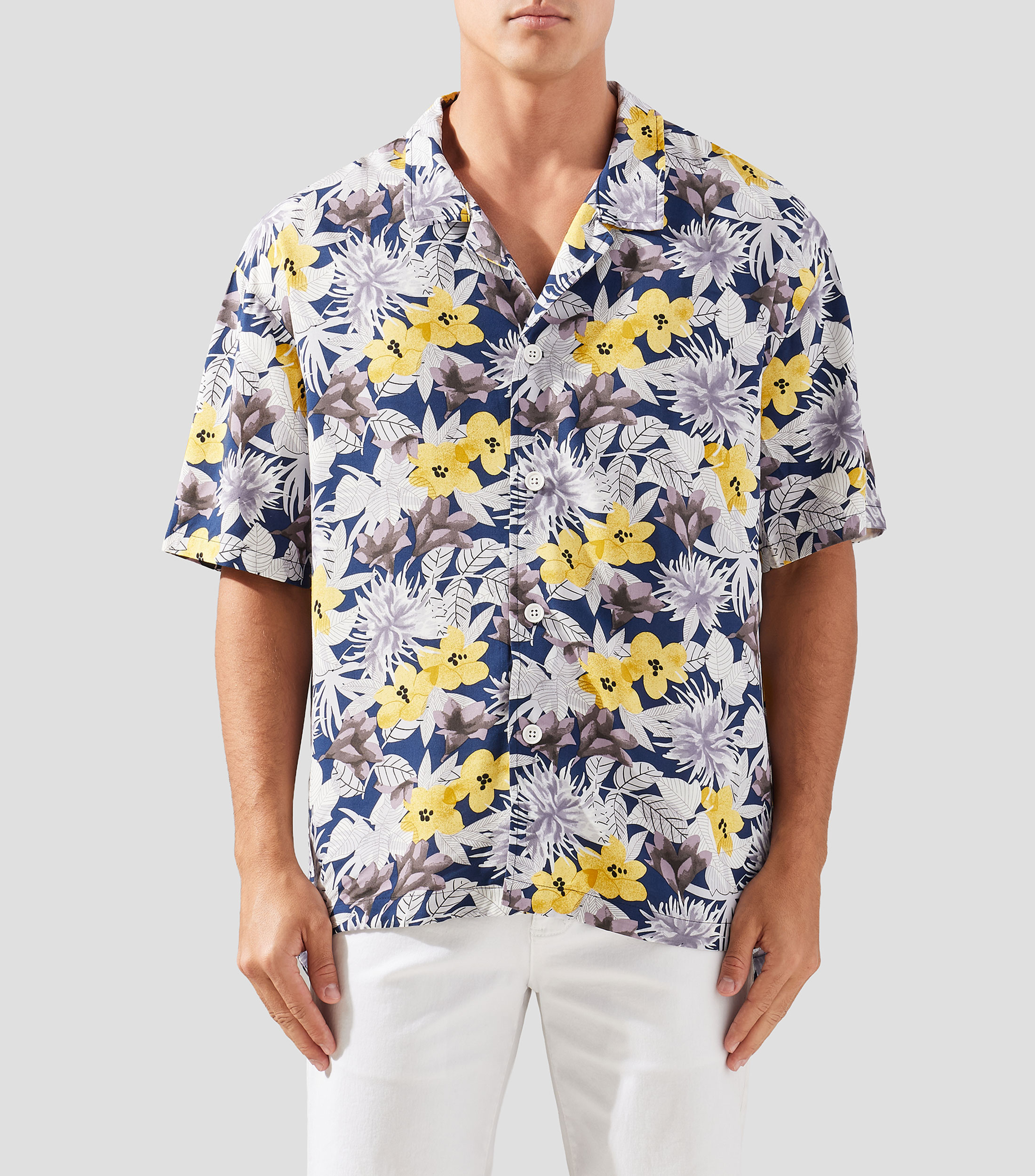 Camisa Hawaiana estampada manga corta Hombre
