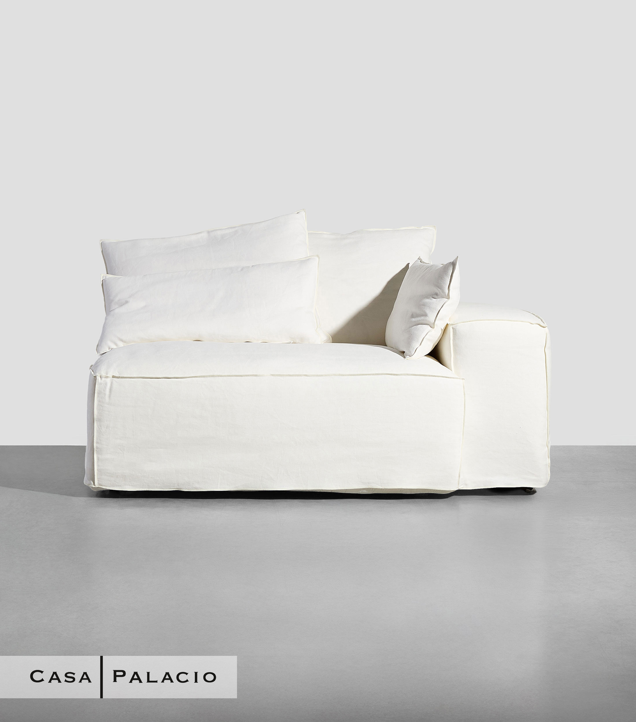 Sillón modular derecho en tela lino blanco