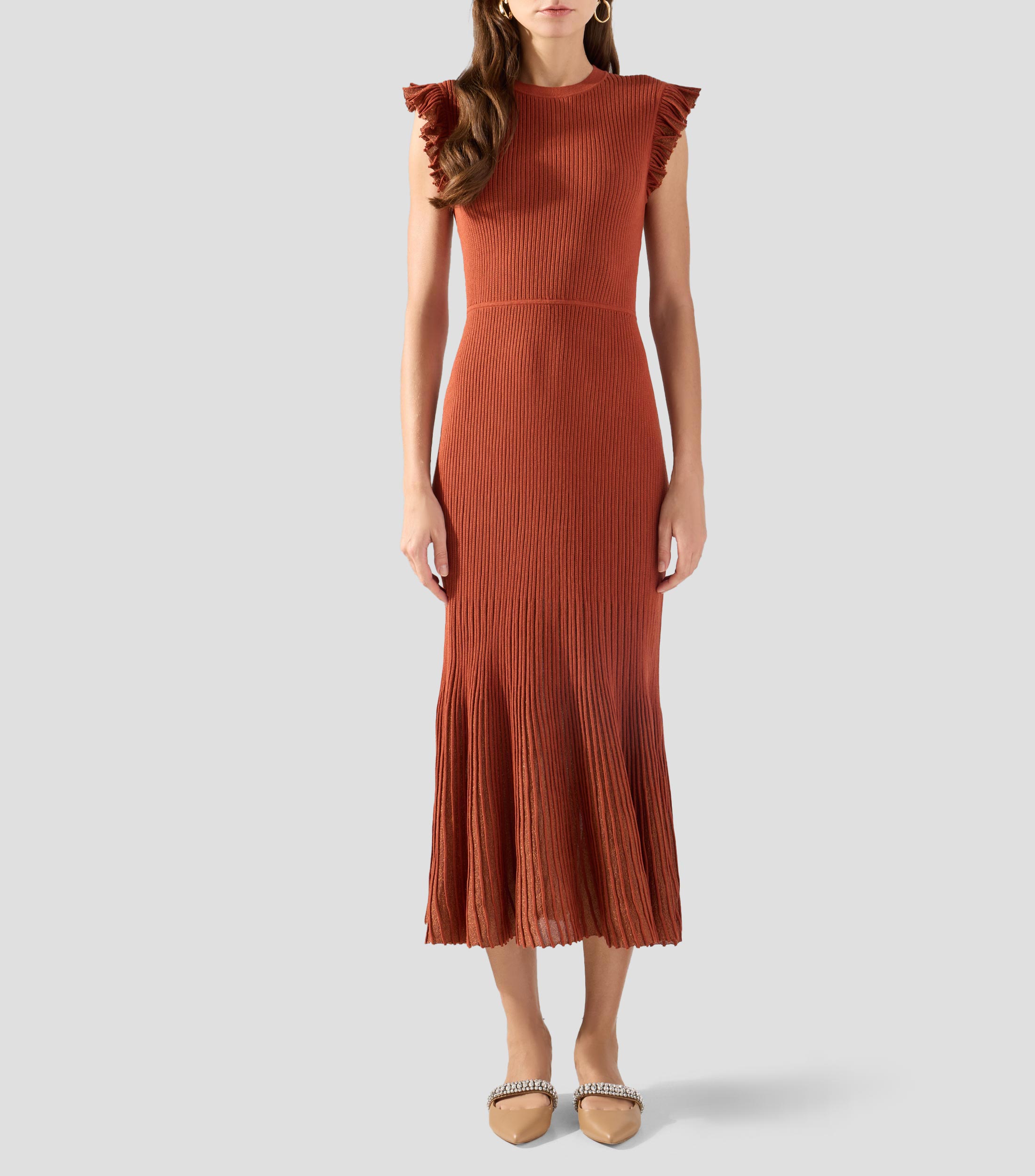 Vestido midi liso Mujer