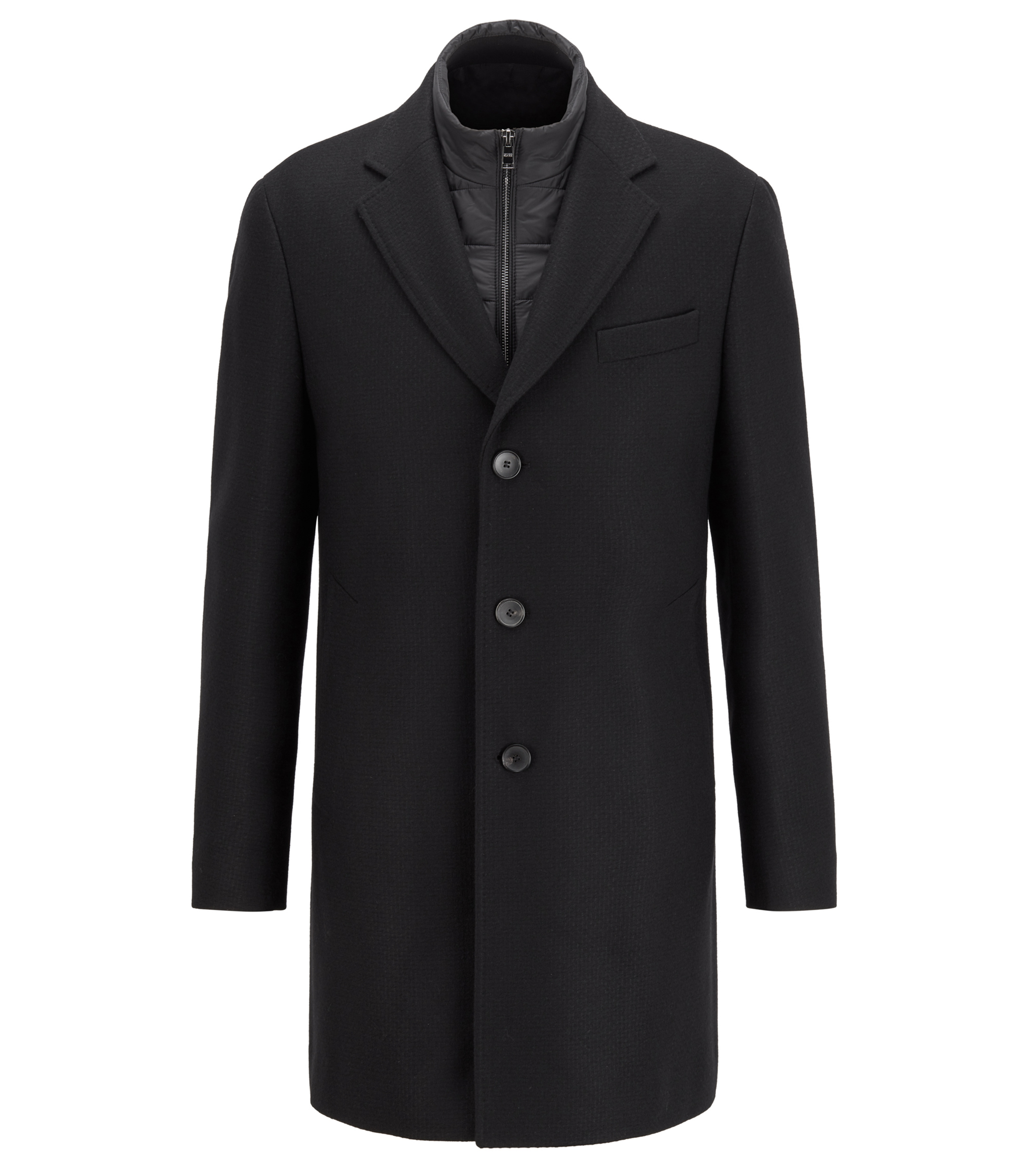 Boss Abrigo Slim Fit en mezcla de lana con pechera interior desmontable