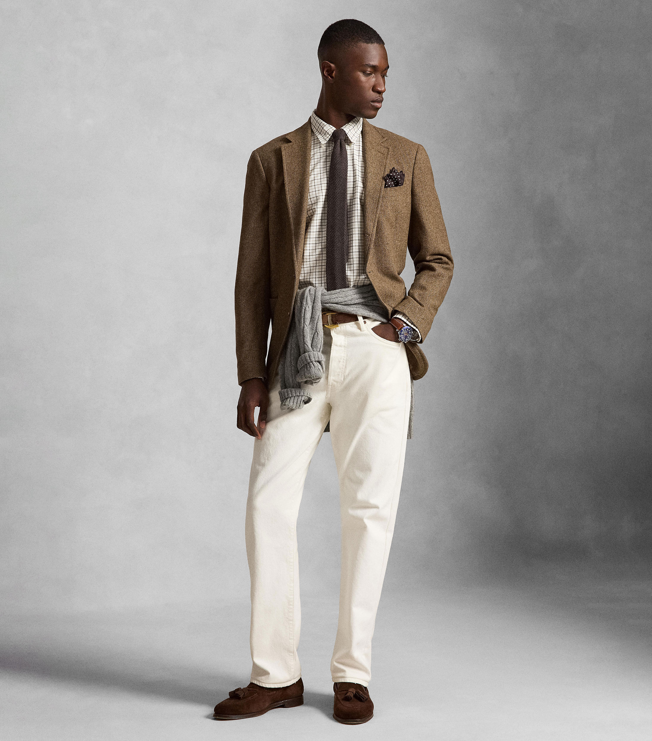 Camisa Oxford con cuadros manga larga Hombre
