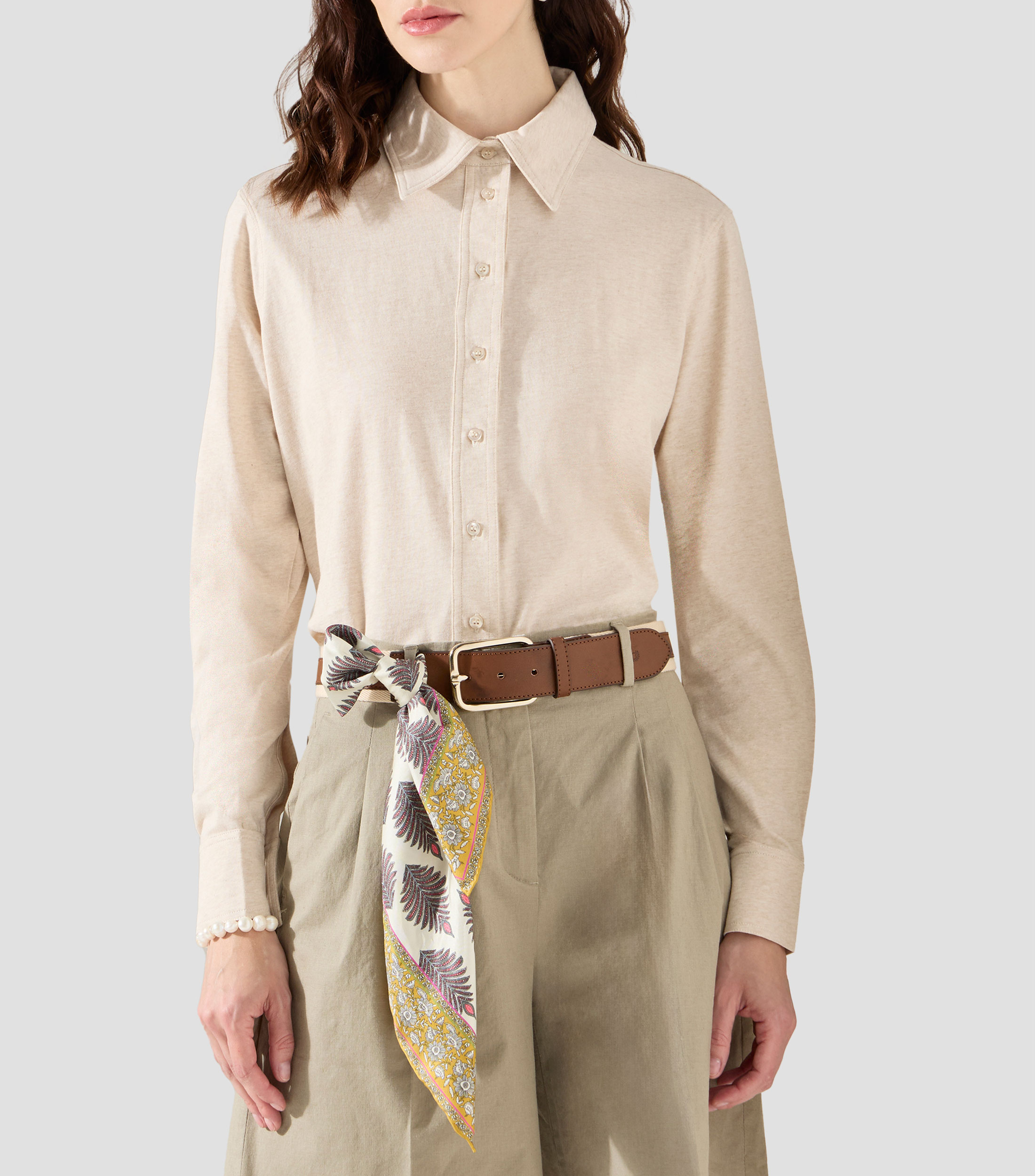 Camisa lisa con manga larga Mujer
