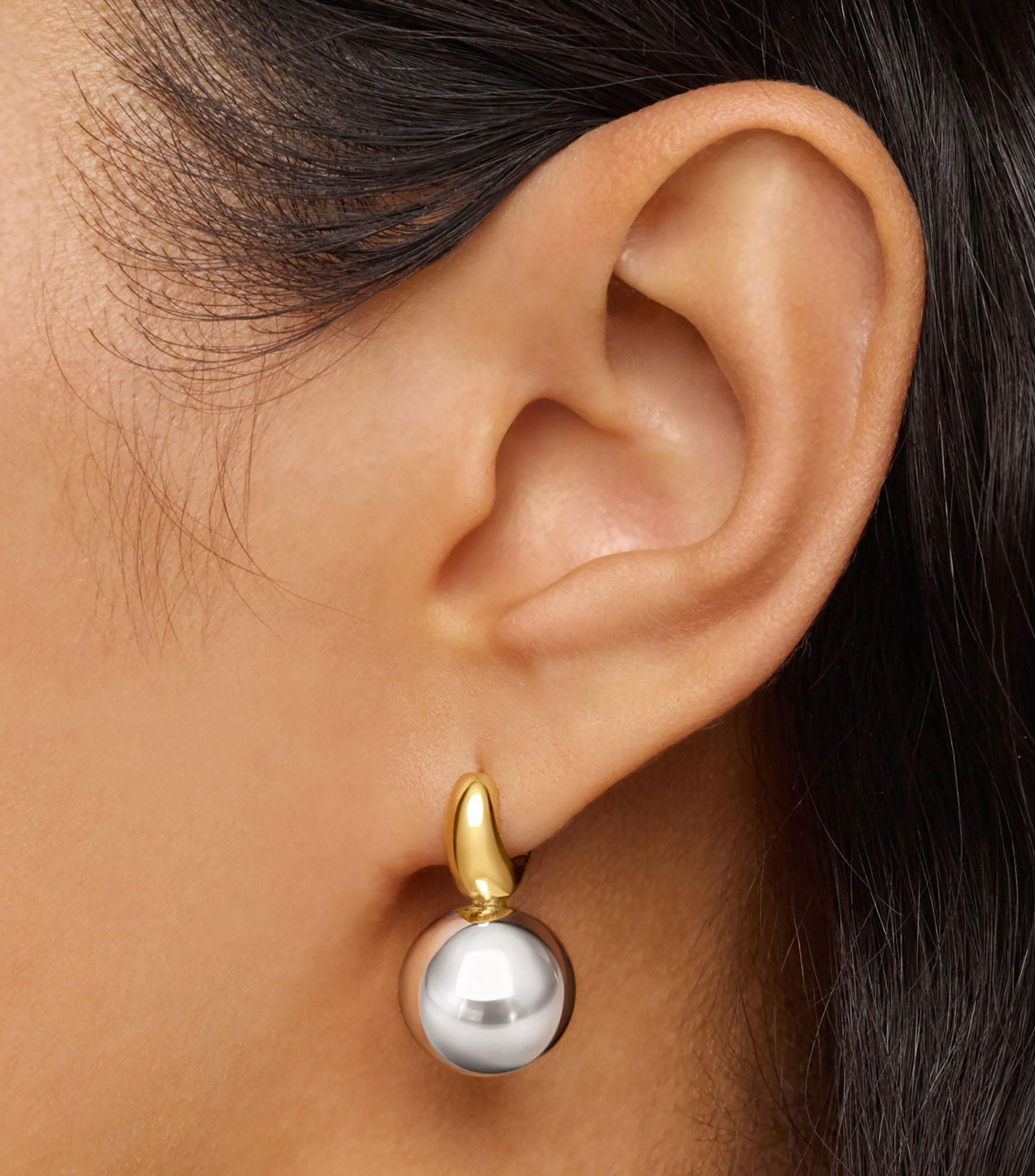 Aretes en plata con motivo bola Warm Mujer
