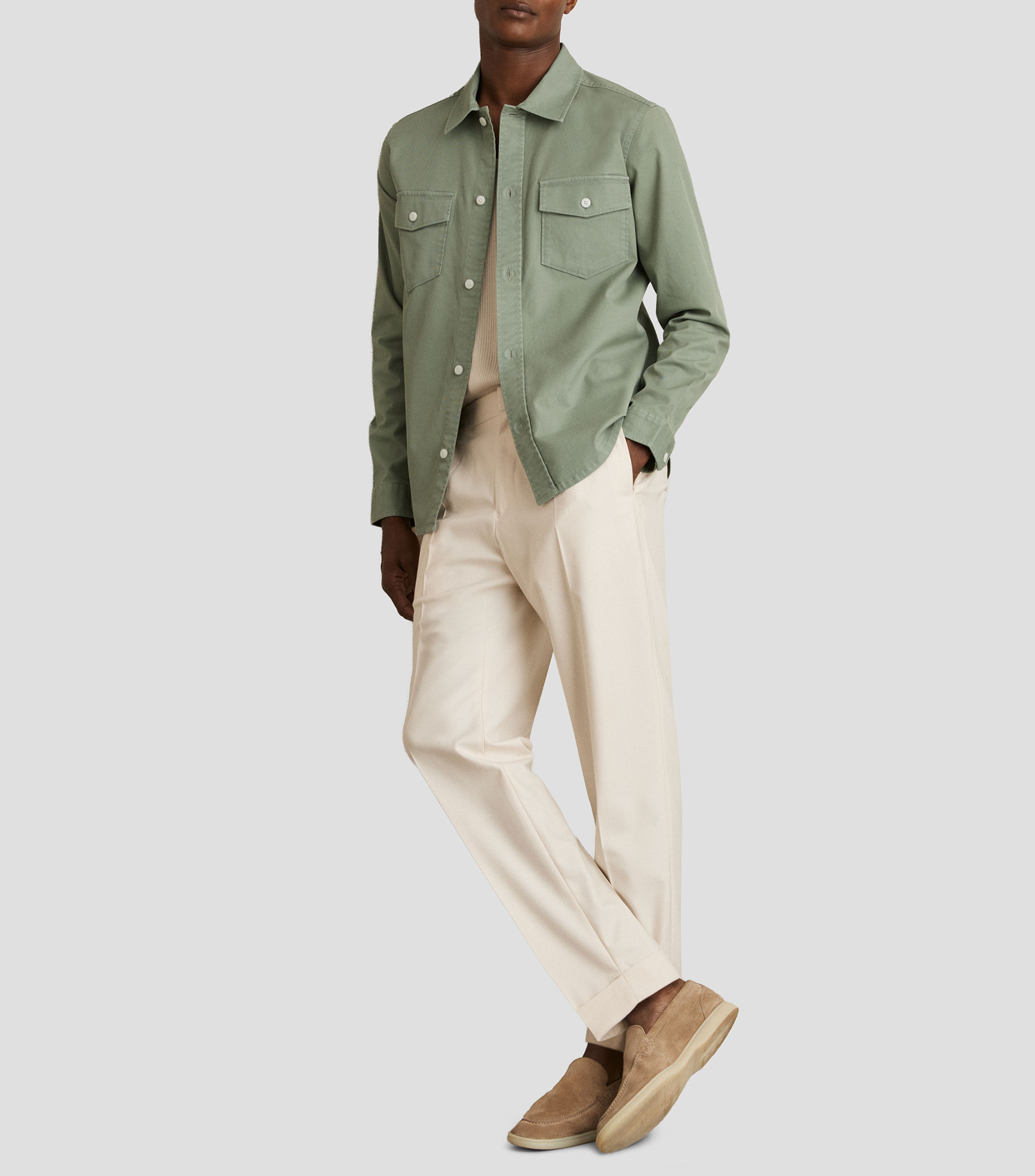 Camisa lisa con manga larga Hombre