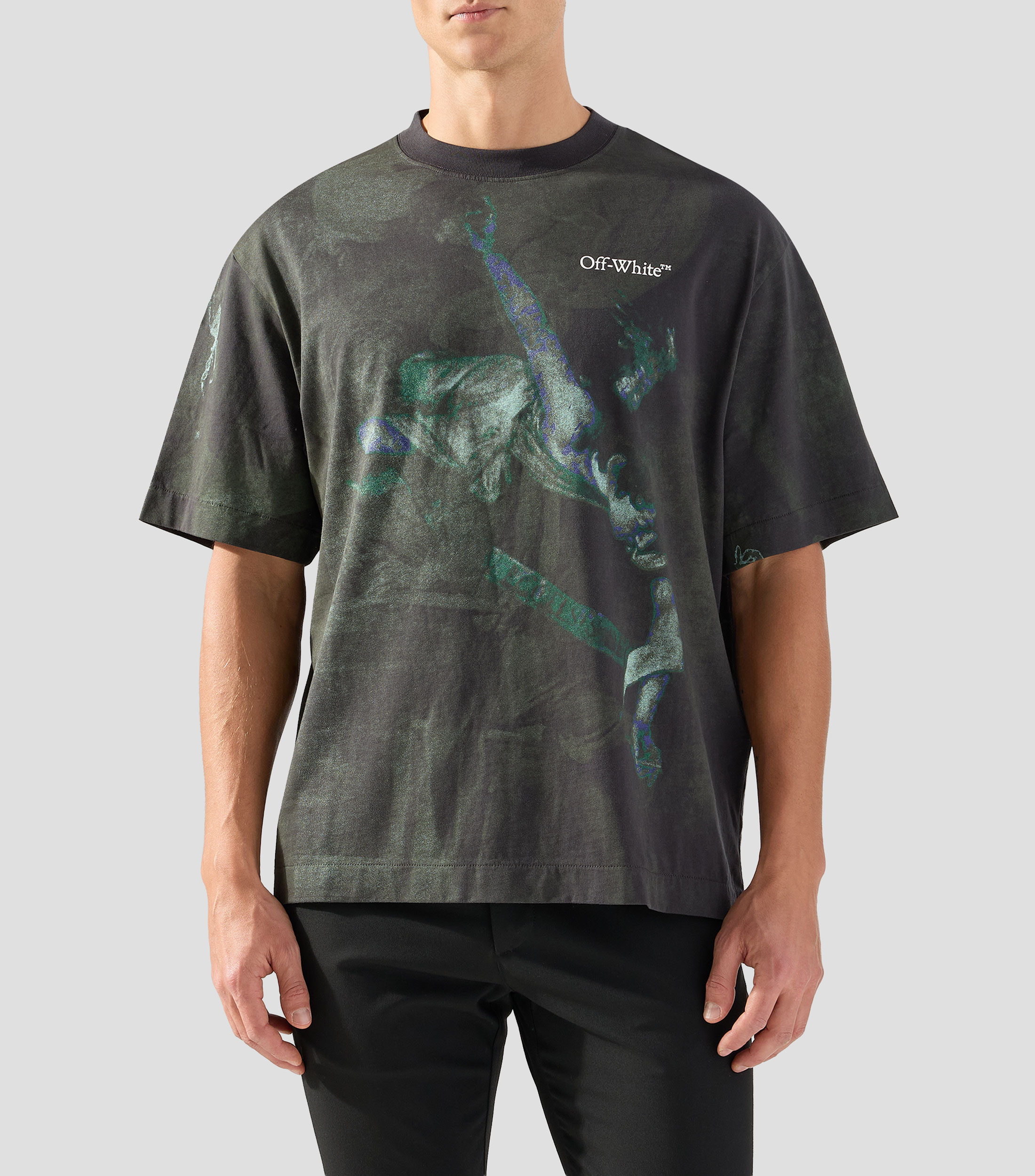 Playera de cuello redondo con manga corta estampada Hombre