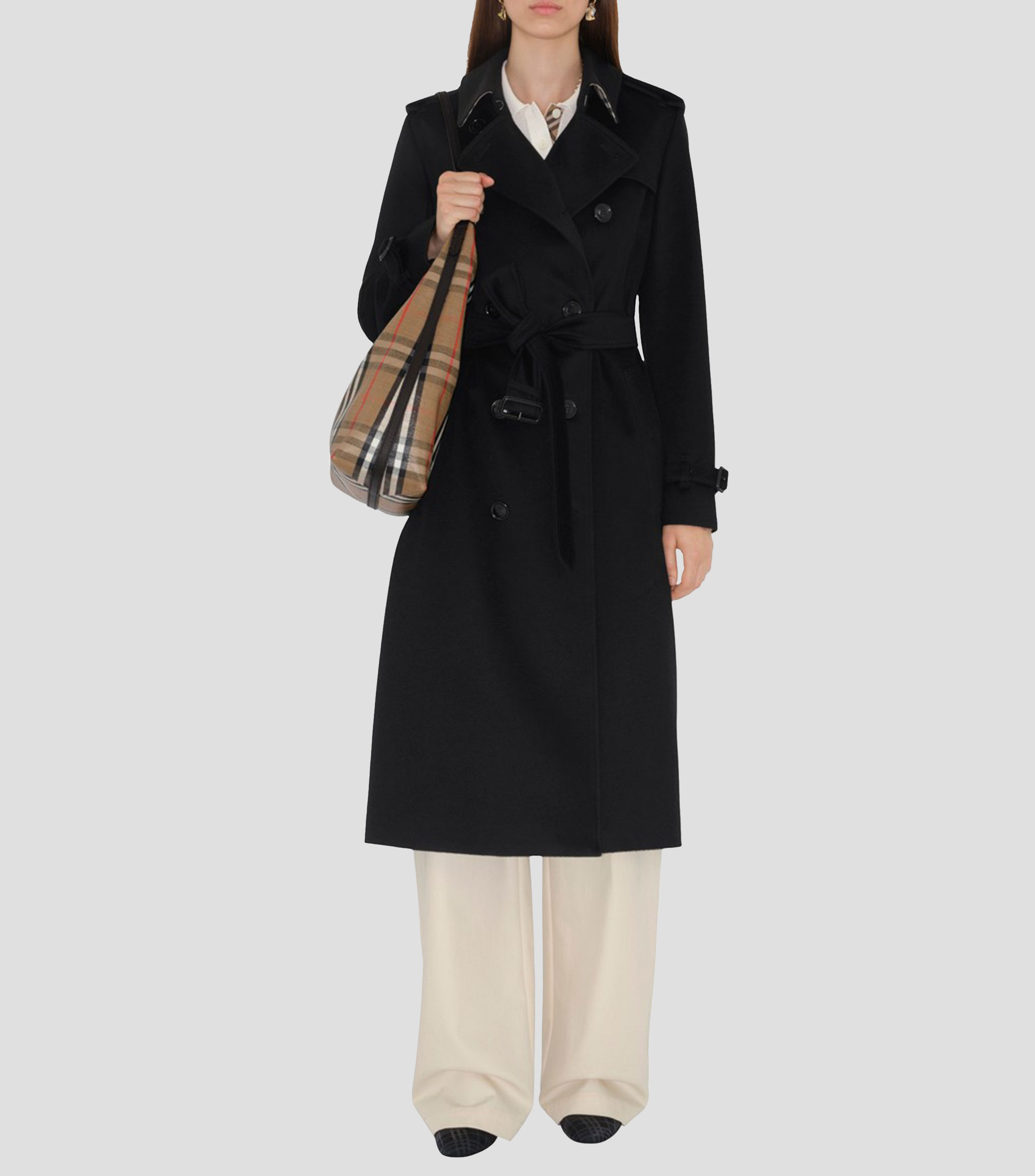 Gabardina larga con cierre de botones y lazo Kensington Mujer