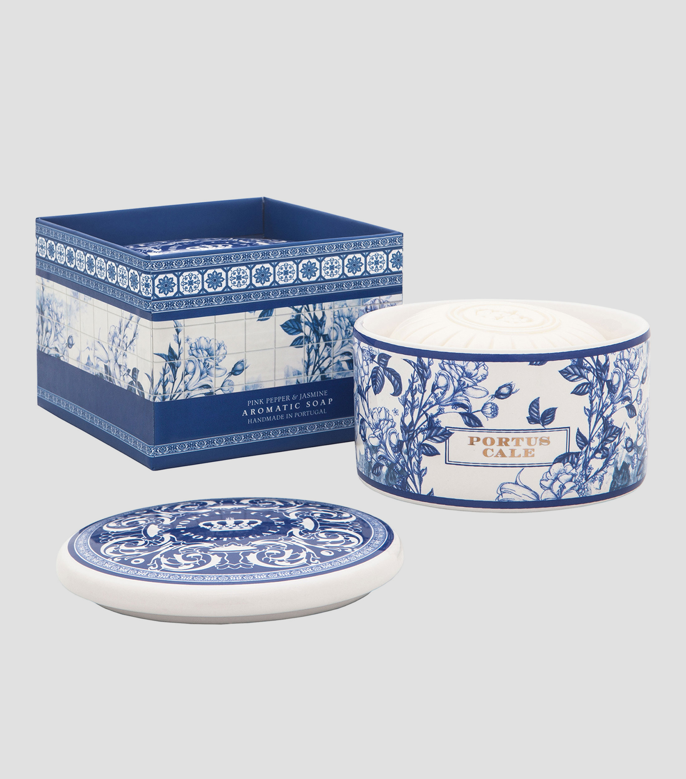 Jabon en Barra Perfumado Gold amp Blue en Caja de Ceramica, 150 gr