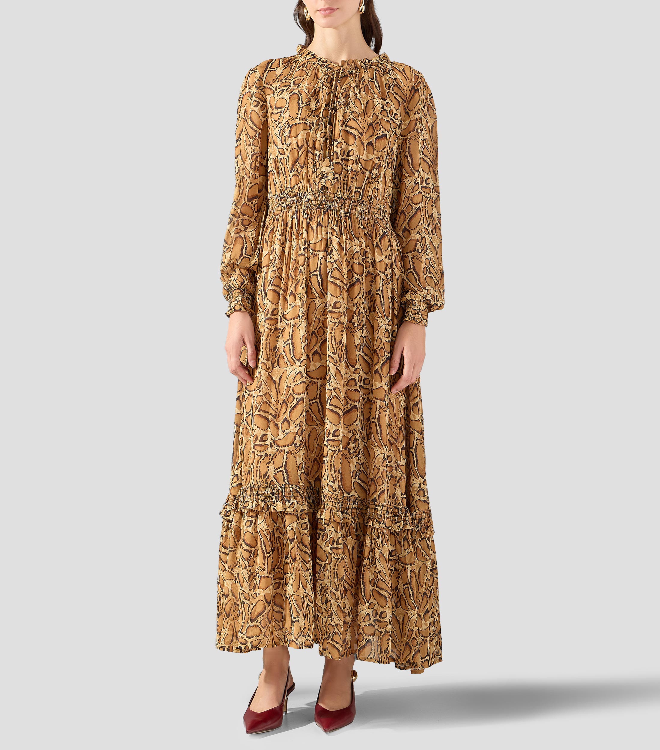 Vestido largo estampado Mujer